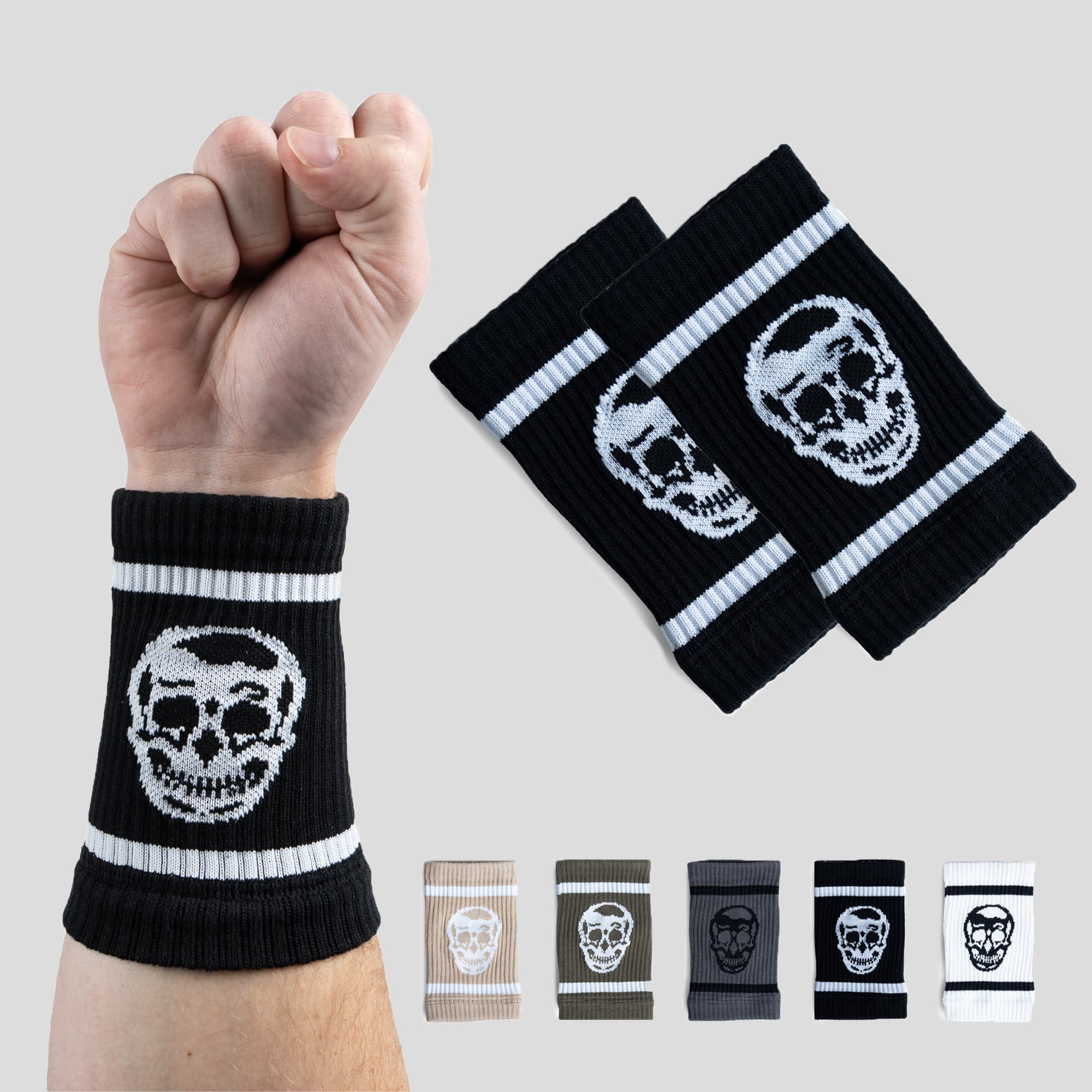black/white skull wrist bands main image