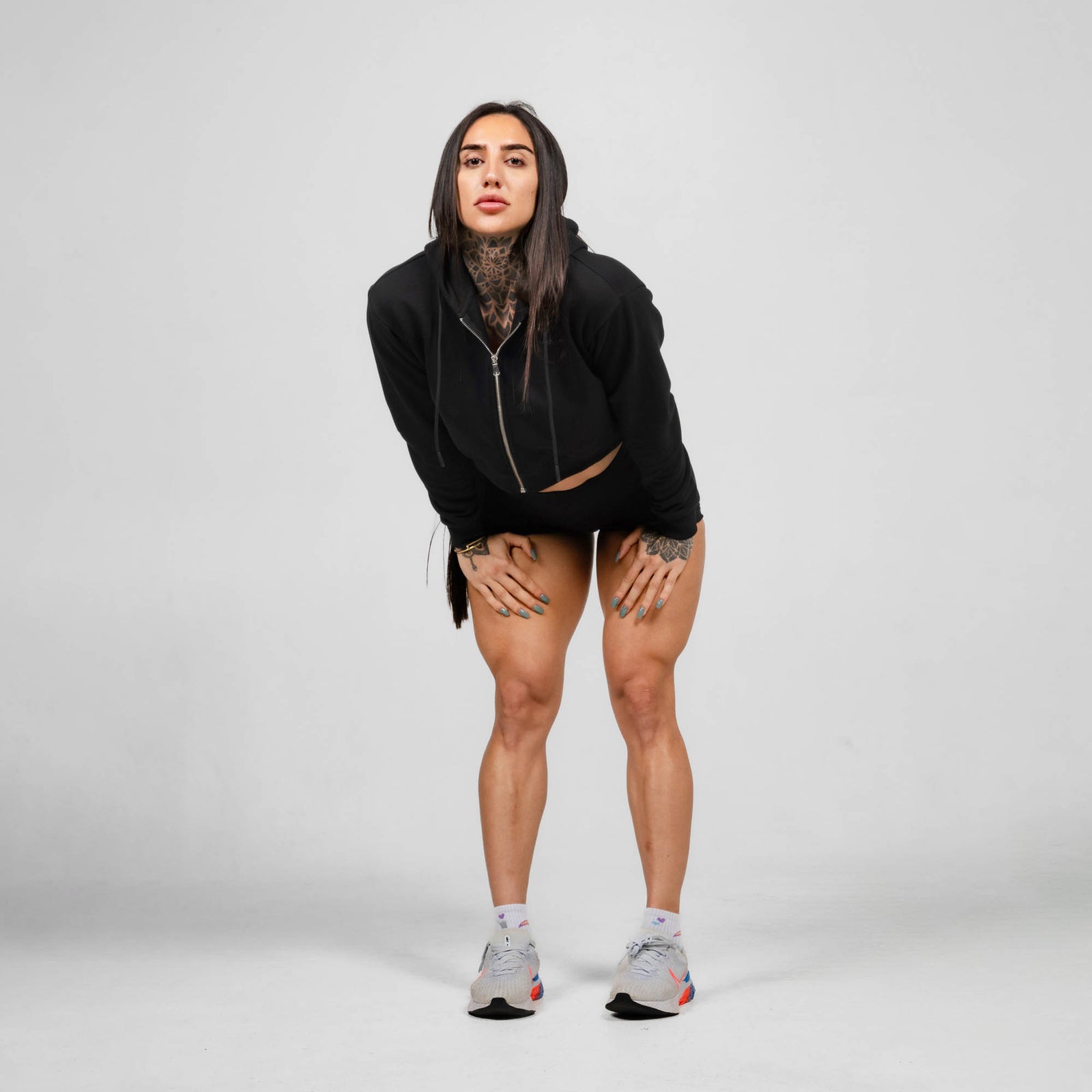 Bobi - Zip Crop Hoodie Black