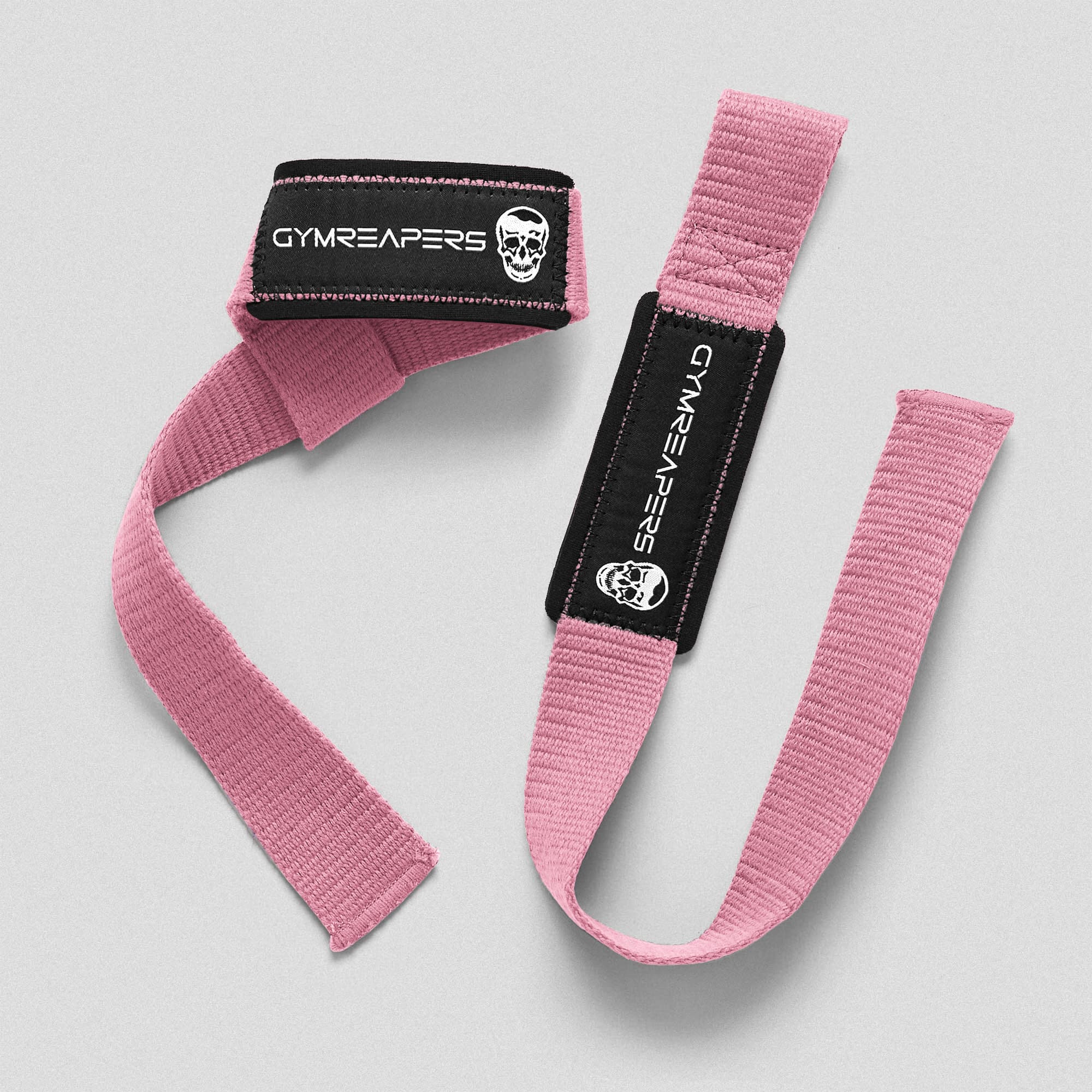 Light Pink Lifting Straps flat and wrapped