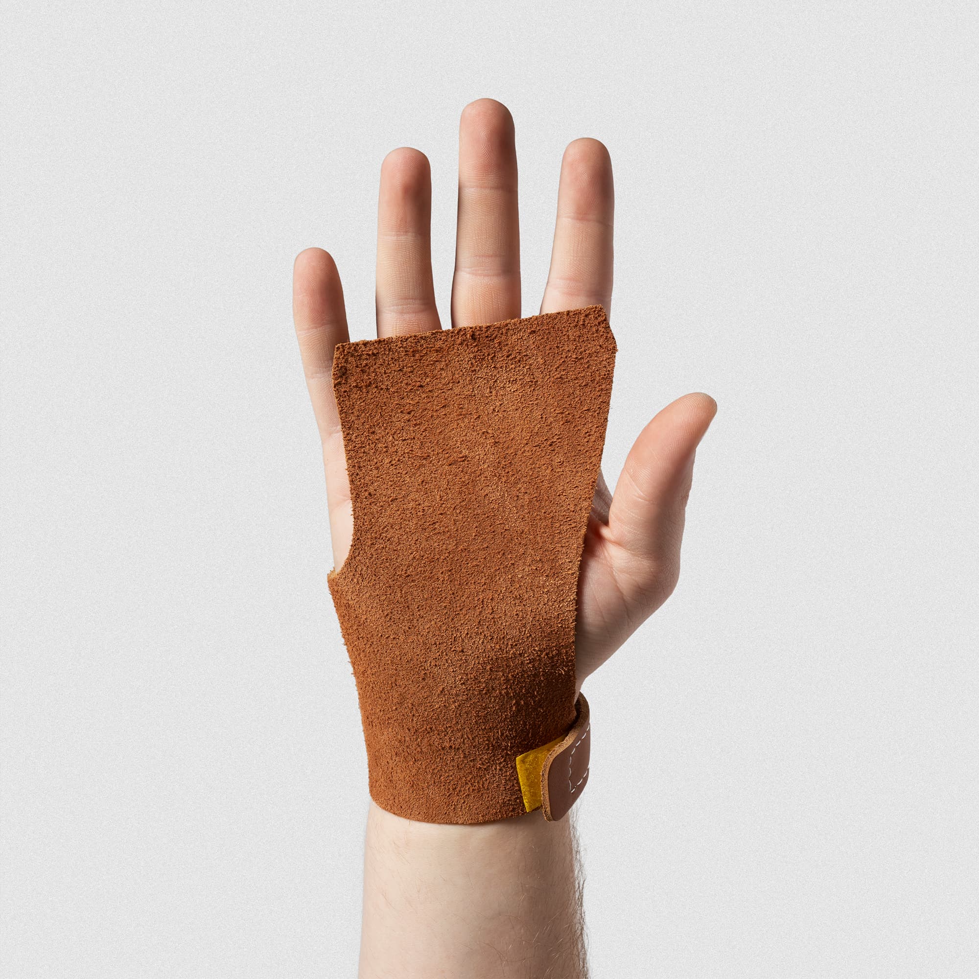 Women's Classic Freedom Leather - Tan -  On Hand with palm open, facing forward to showcase full coverage and fingerless design