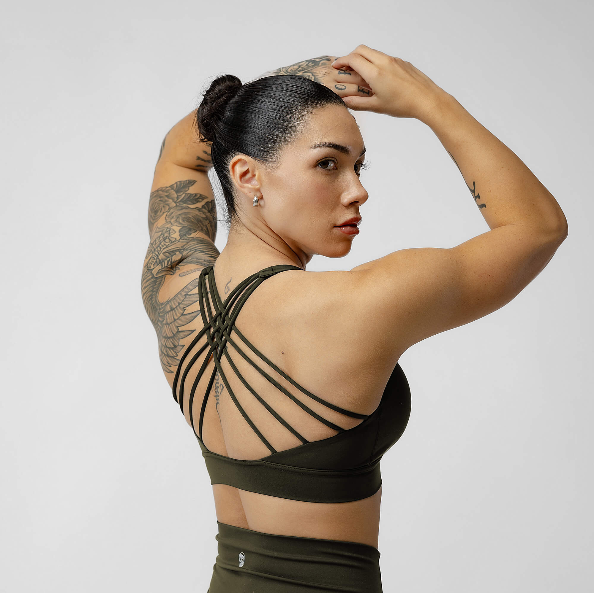 forest green combat bra back