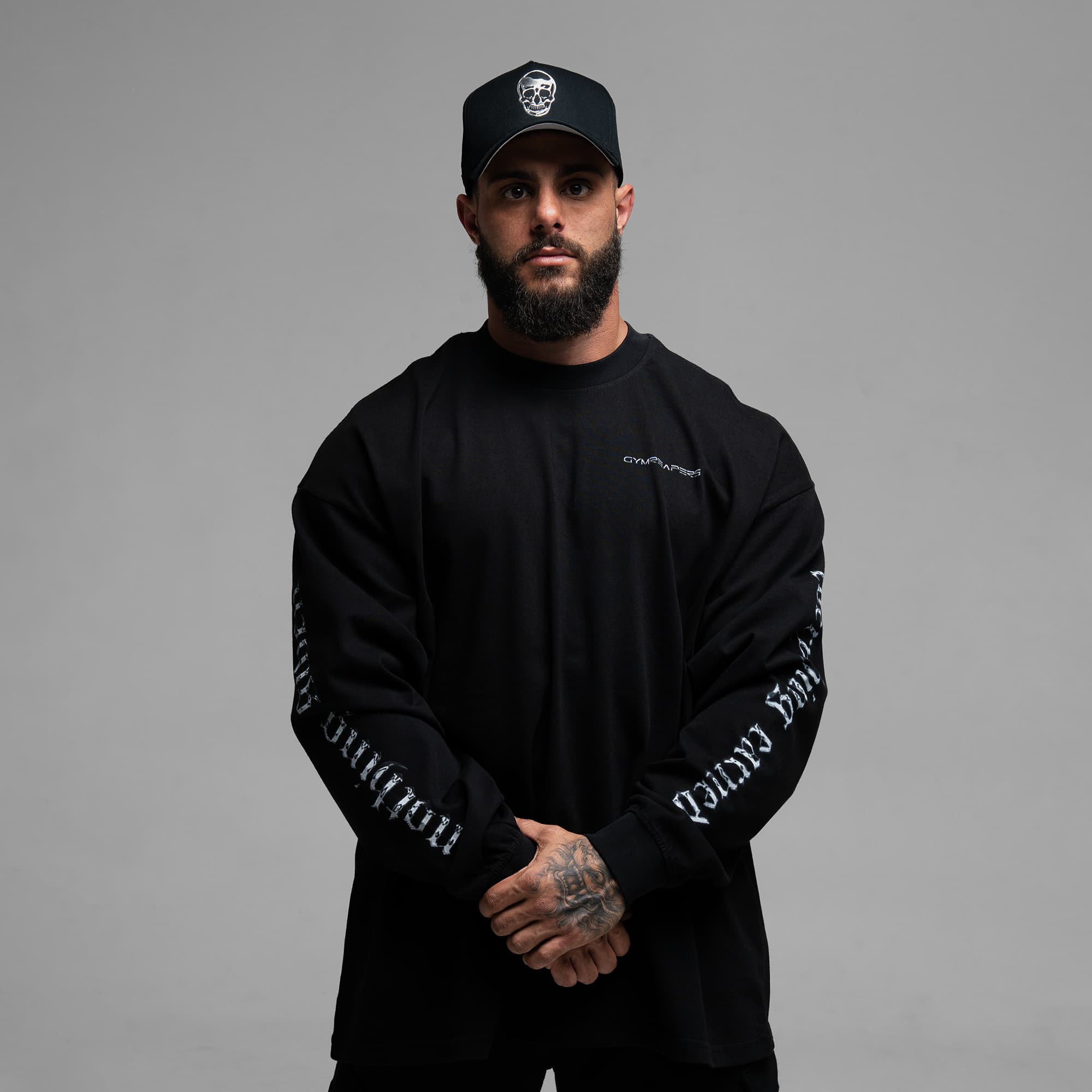 Athlete wearing Chrome Legacy Long Sleeve Shirt half body shot front side