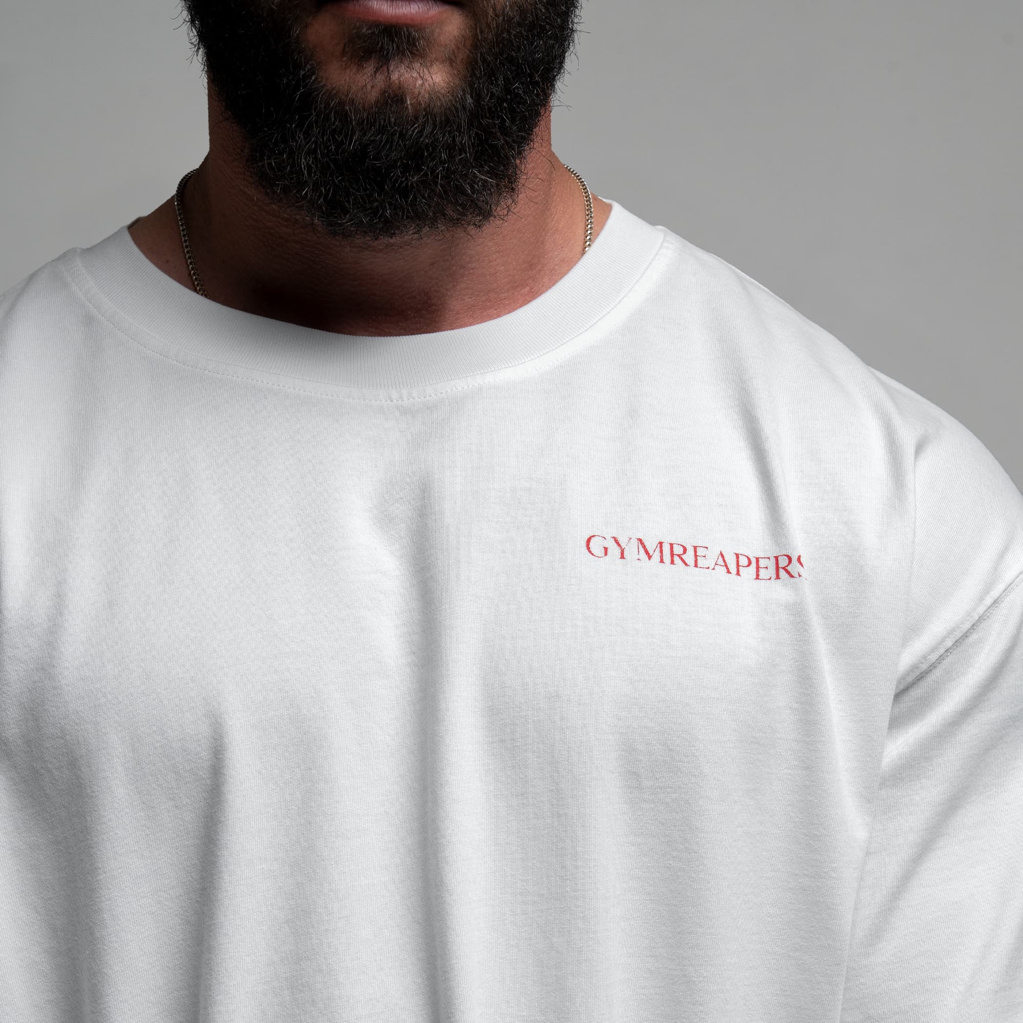 Athlete wearing the GR Emblem Tee close up shot of front graphic