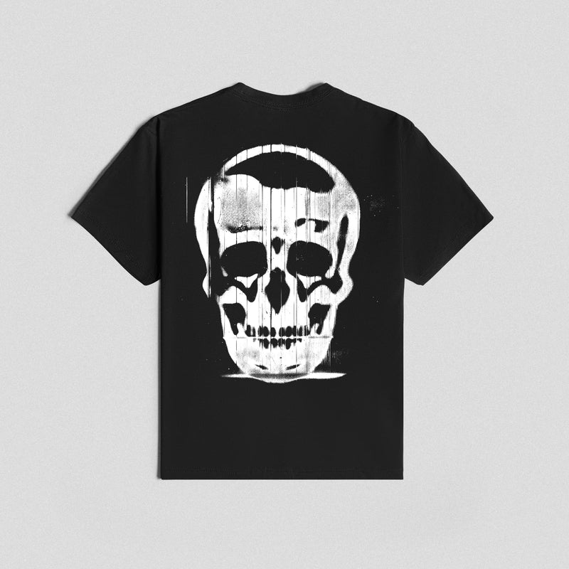 Ethereal Skull Art Graphic Top – Grey Long Sleeve Statement Tee