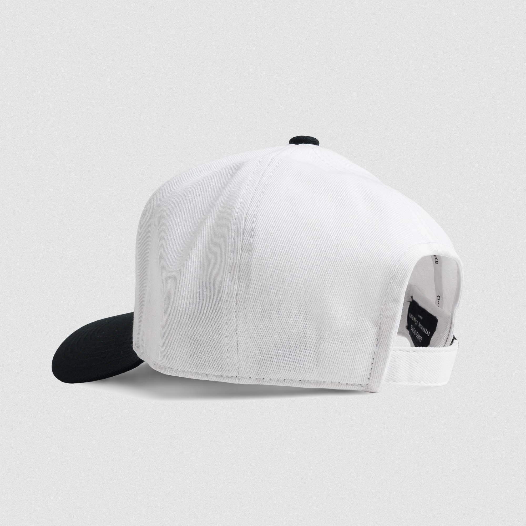 Reapers 5-Panel Cotton Hat - White/Black lay flat back view