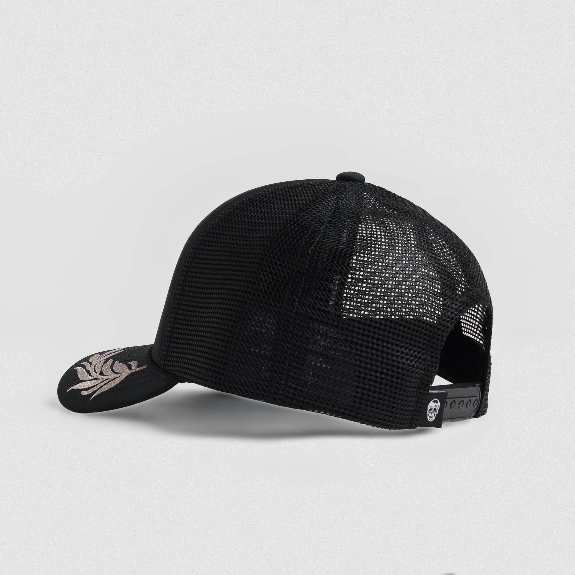 Laurel Foam Trucker Hat - Black lay flat back view