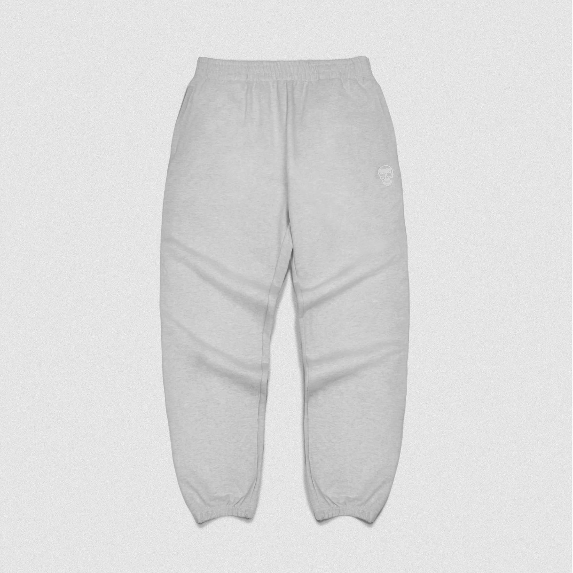 heavyweight core skull jogger light heather gray front