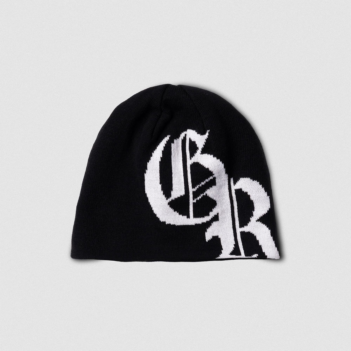 Initial Skull Cap Beanie - Black/White Black and White Knit Beanie .Script Logo Appliqués. Closet clearout no returns. main image 0