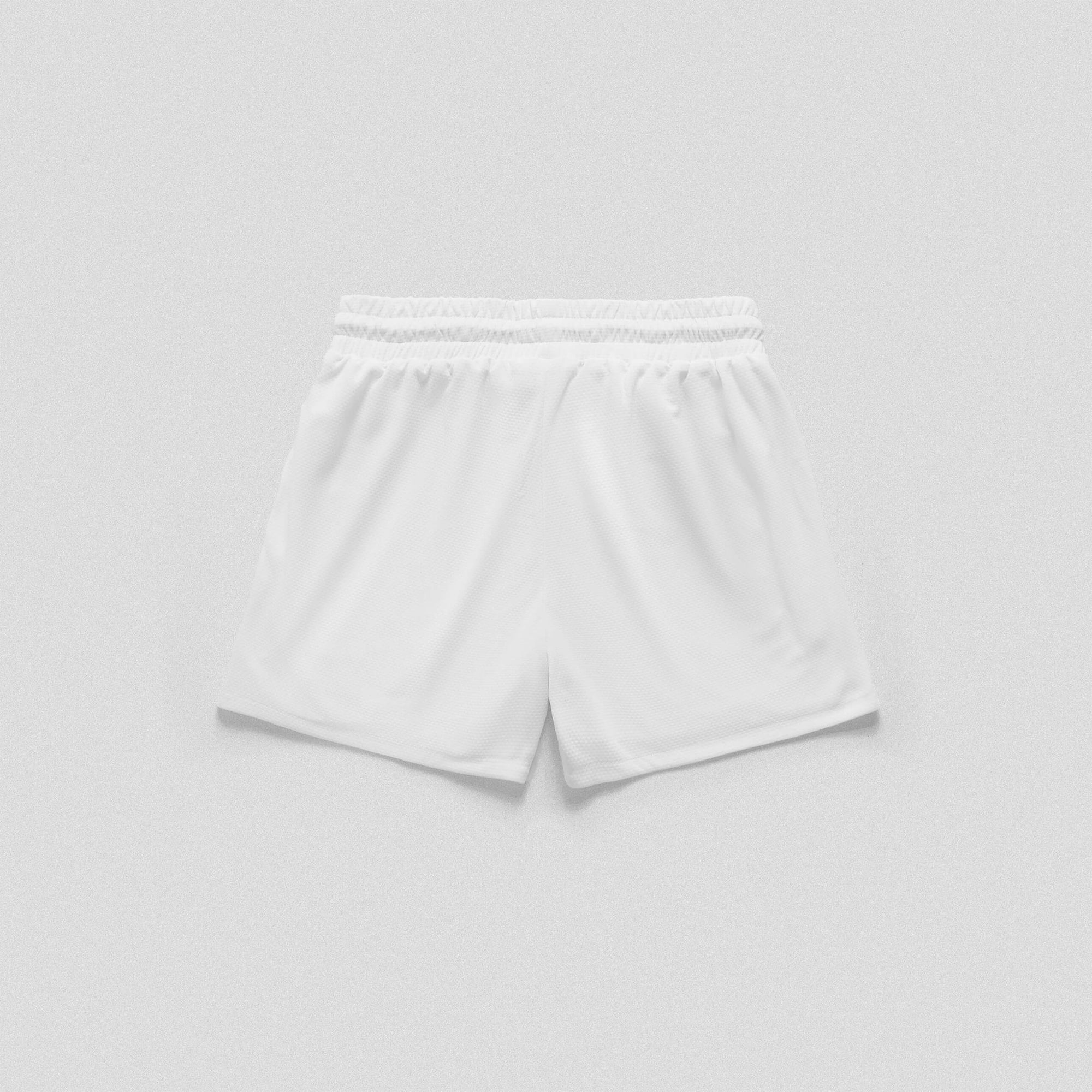 mesh short white with red string back