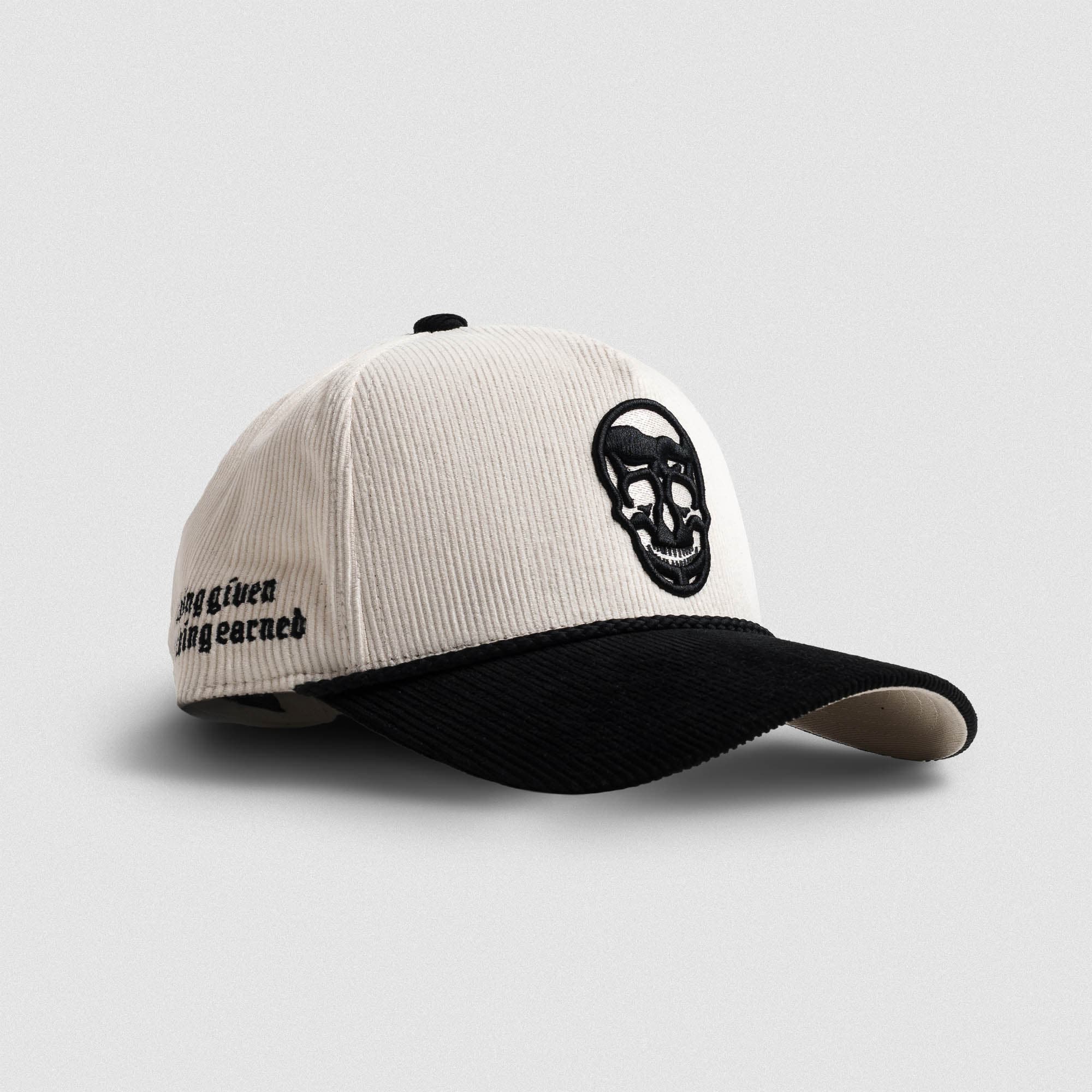 帽子 CHALLENGER SPADE SKULL CORDUROY CAP Corduroy 5-Panel Skull Hat - Cream/Black