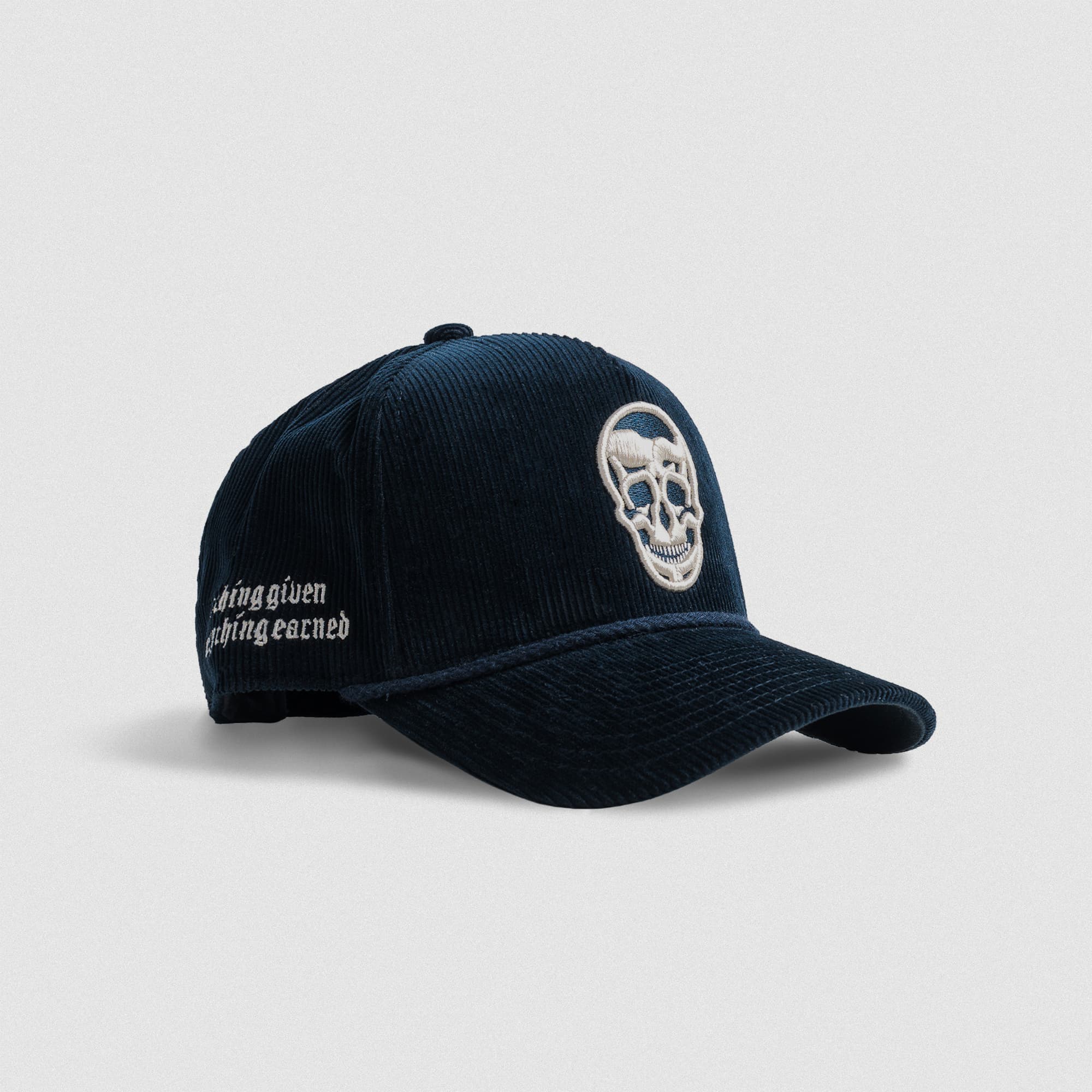Corduroy 5-Panel Skull Hat - Navy/Cream main image