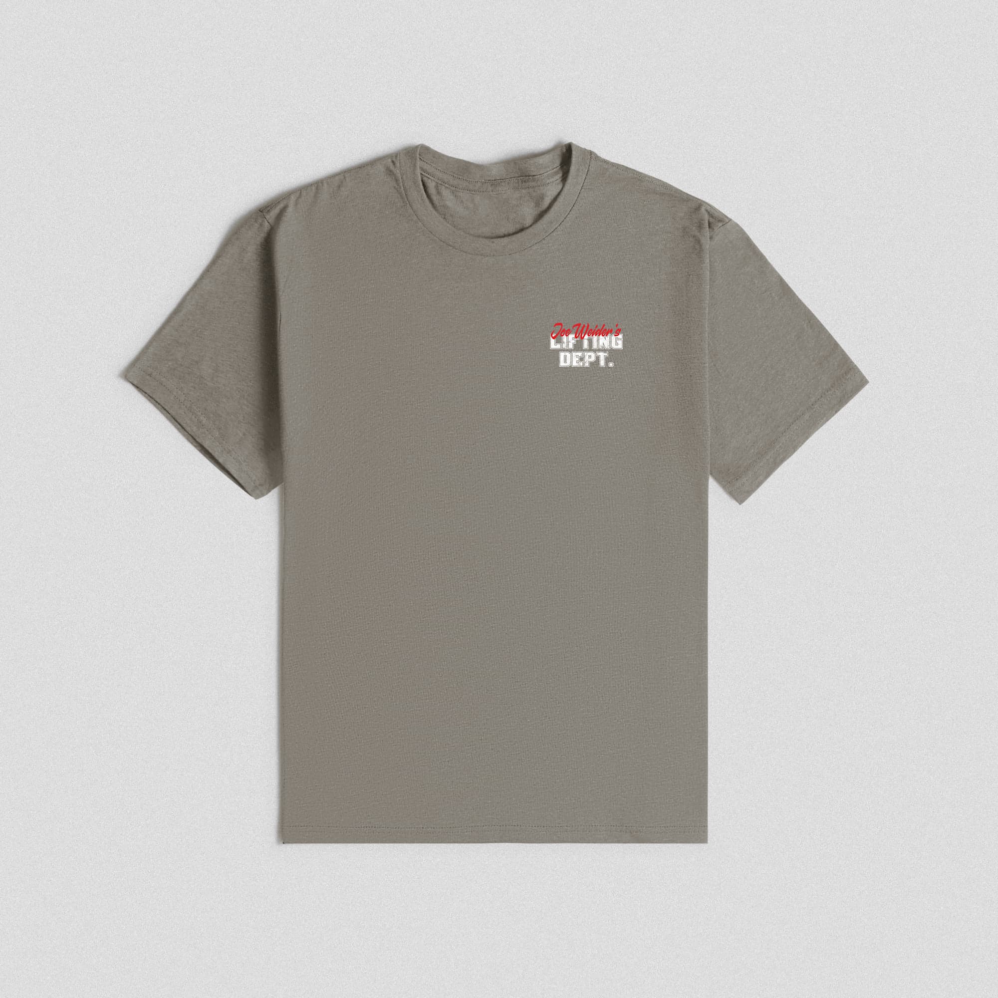 lifting department tee lay flat front view