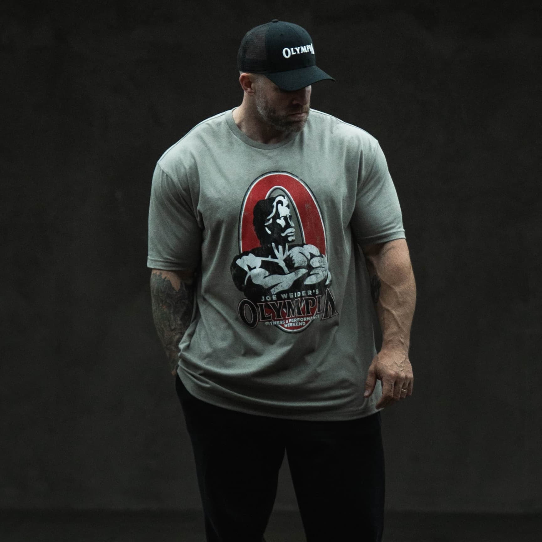 lifestyle shot of athlete wearing the distressed basic tee