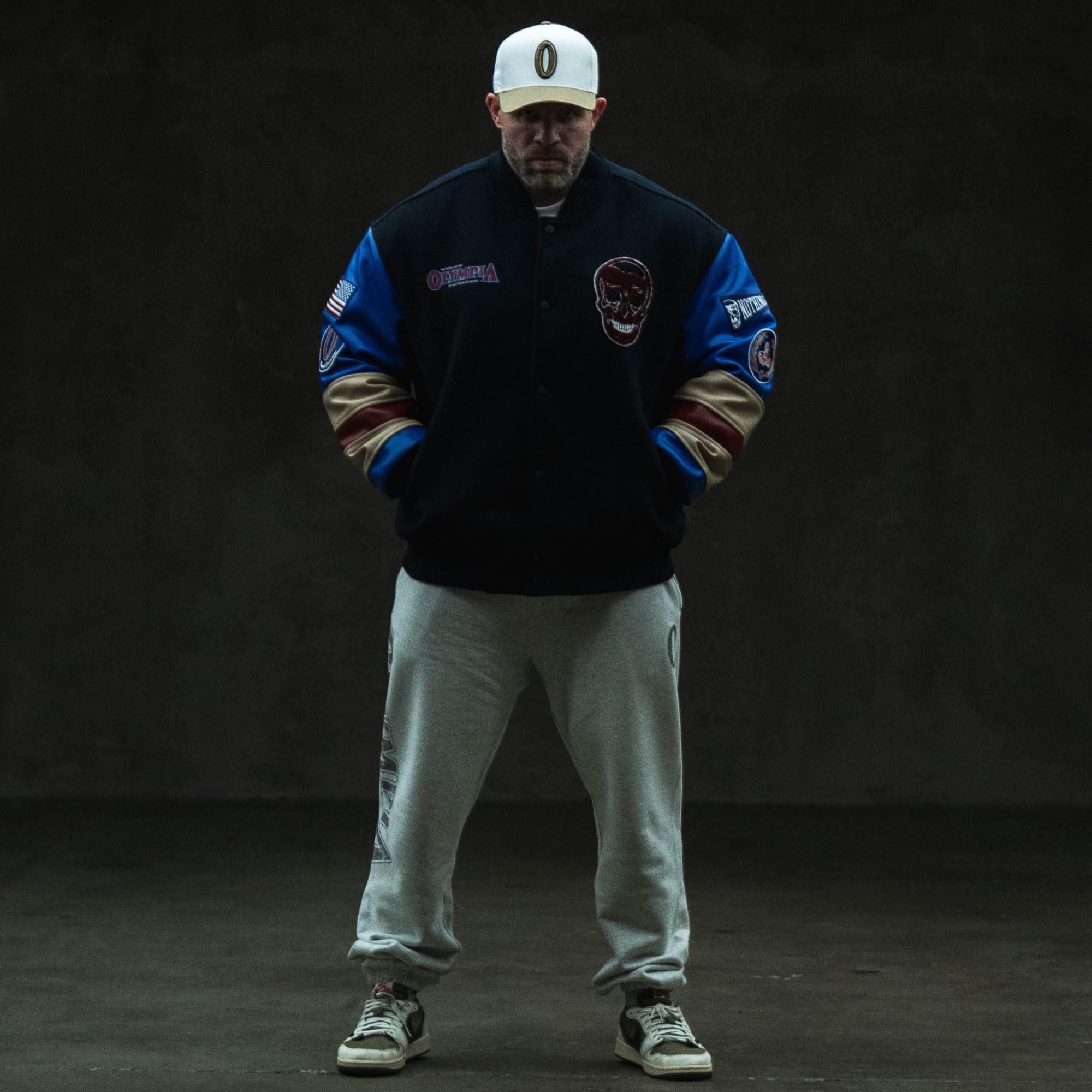 GRxO USA Varsity Jacket on athlete full body shot front view