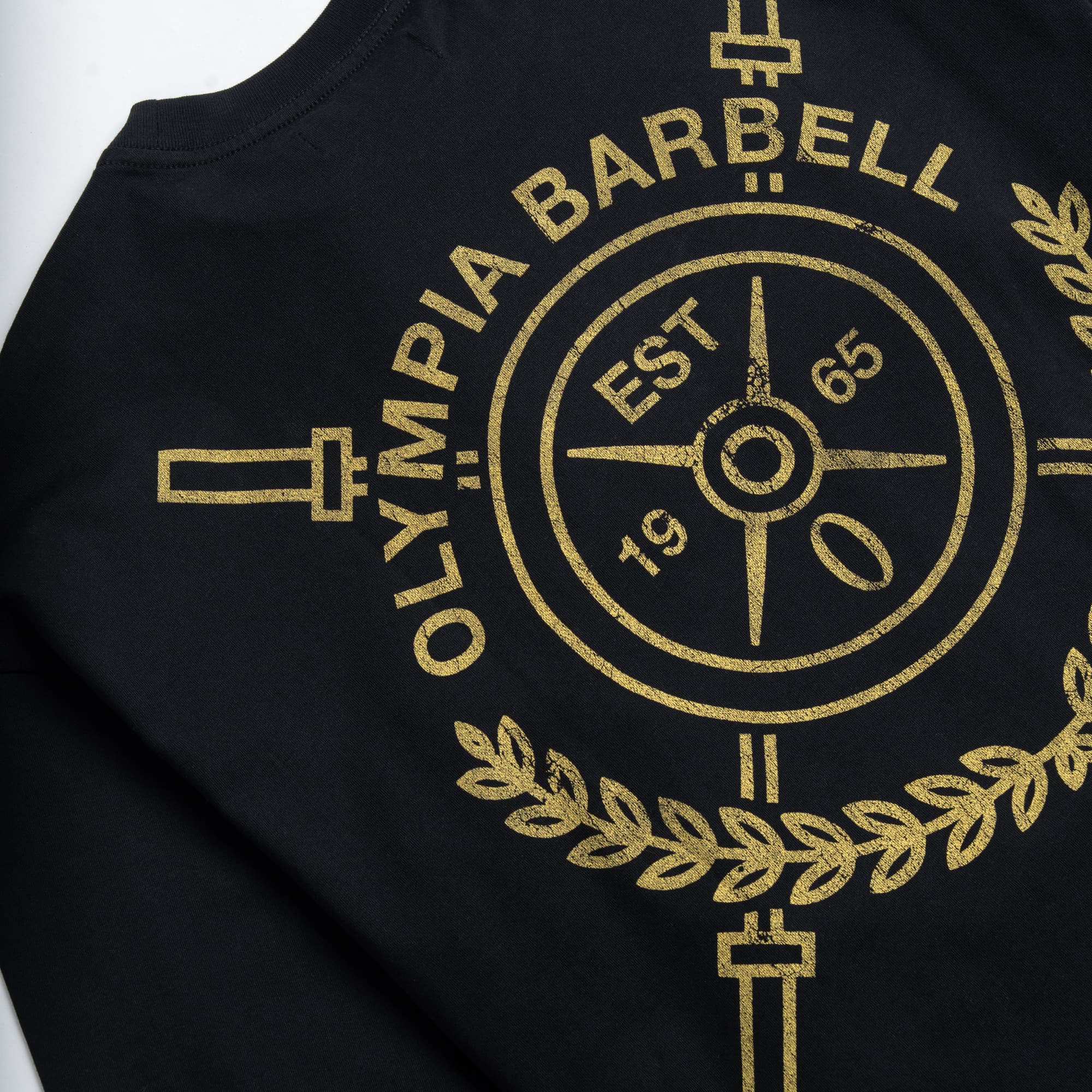 crest long sleeve shirt lay flat close up of back graphic