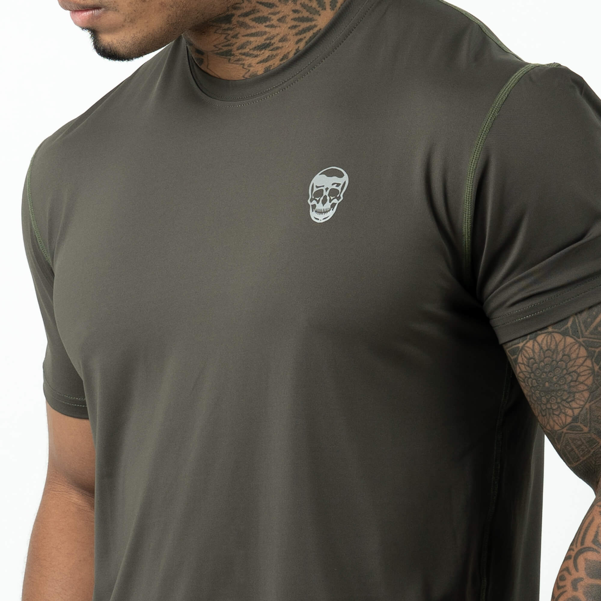 performance short sleeve od green front detail