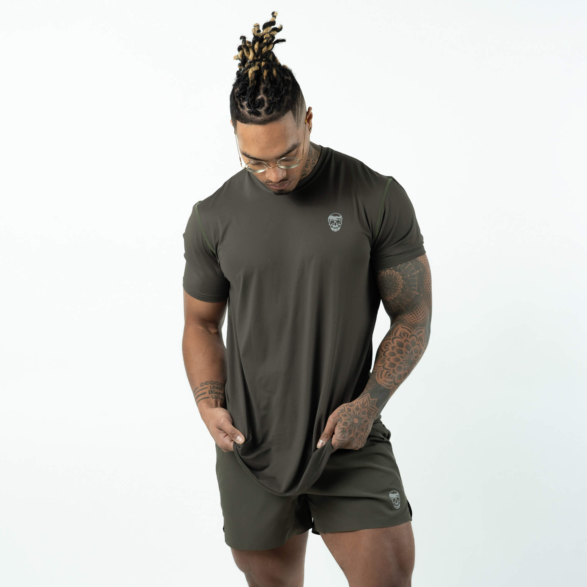 performance short sleeve od green front