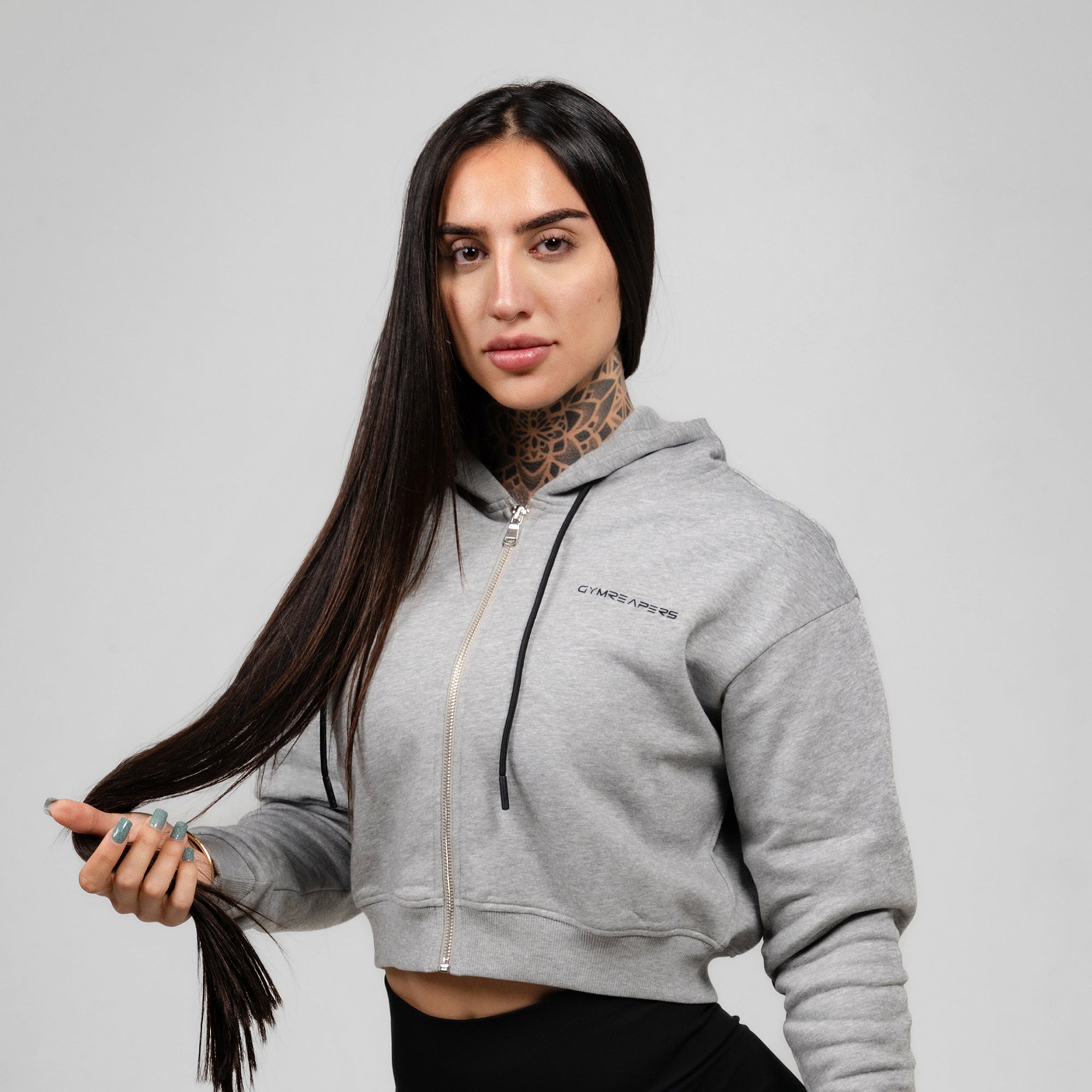 cropped hoodie heather gray main