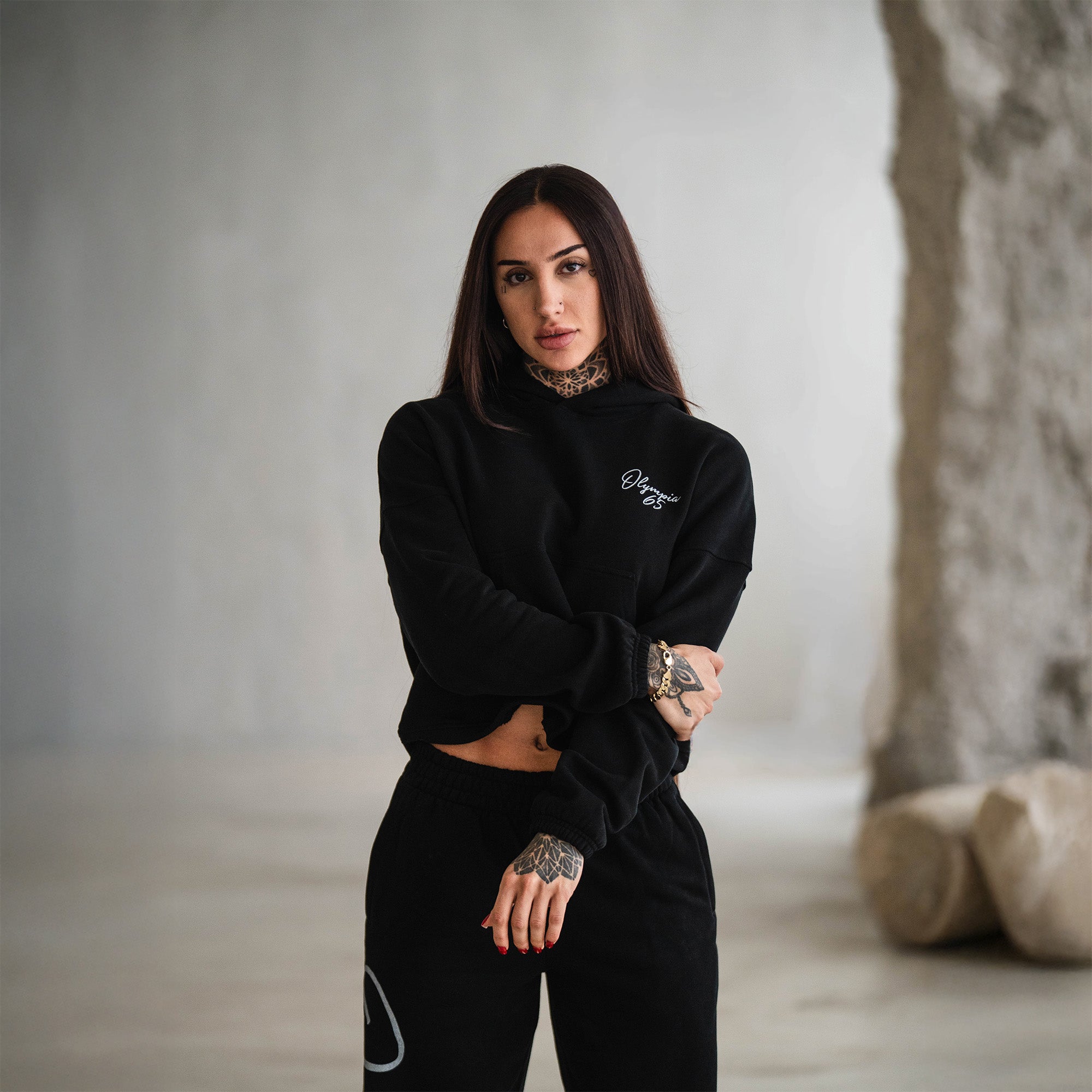 Olympia Script Cropped Hoodie
