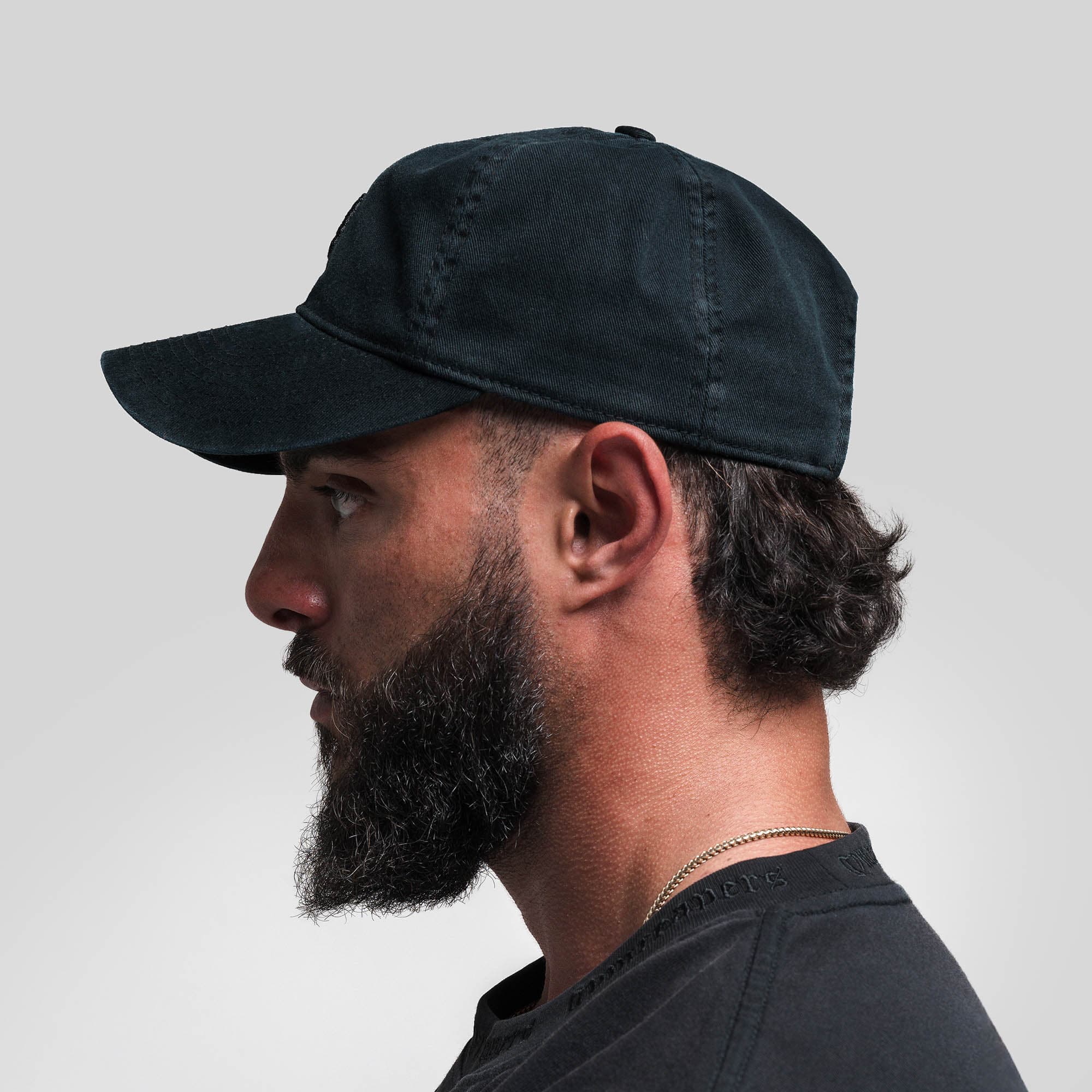 Washed 6-Panel Dad Hat - Black/Black