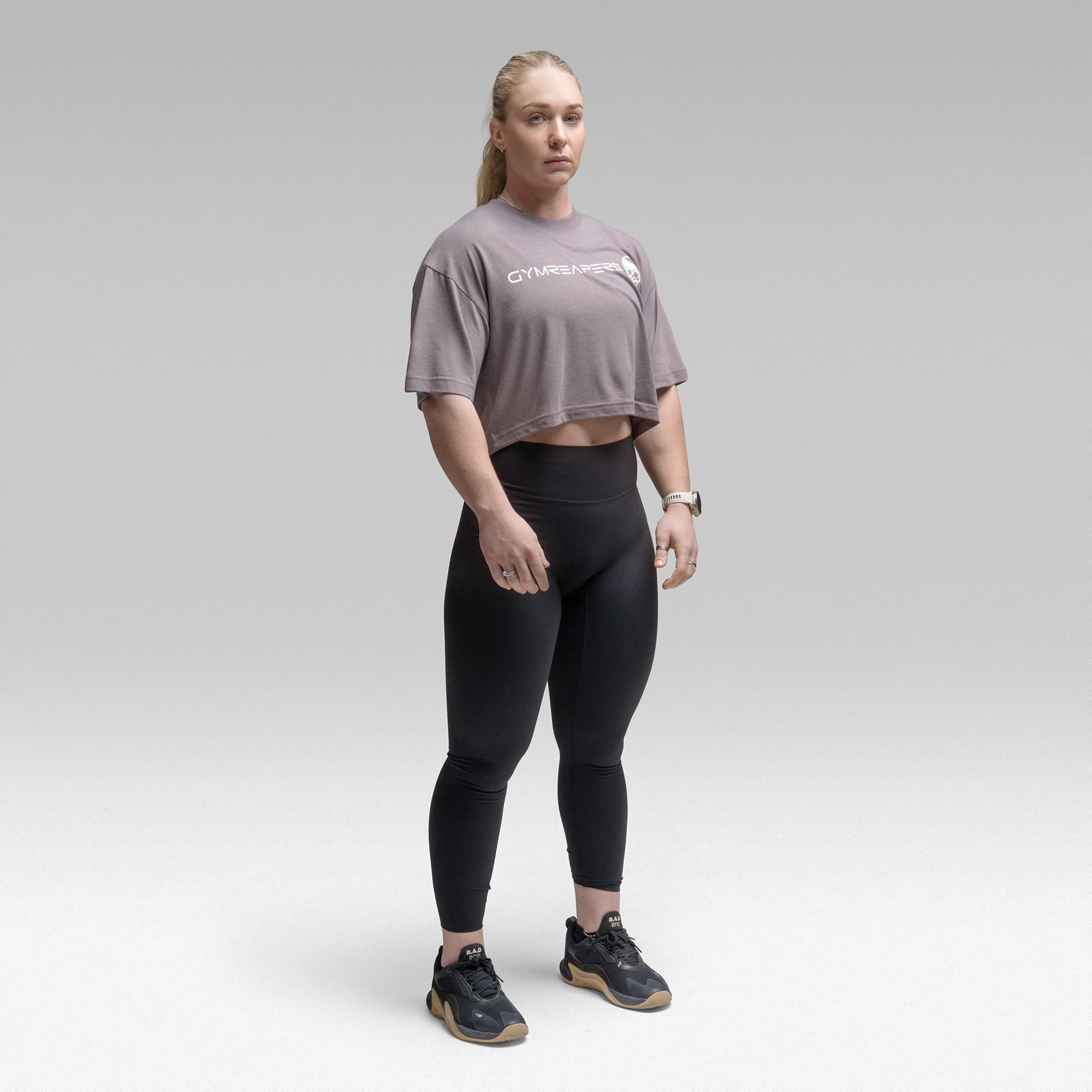 Active Tri-Blend Cropped Tee - Lilac/White