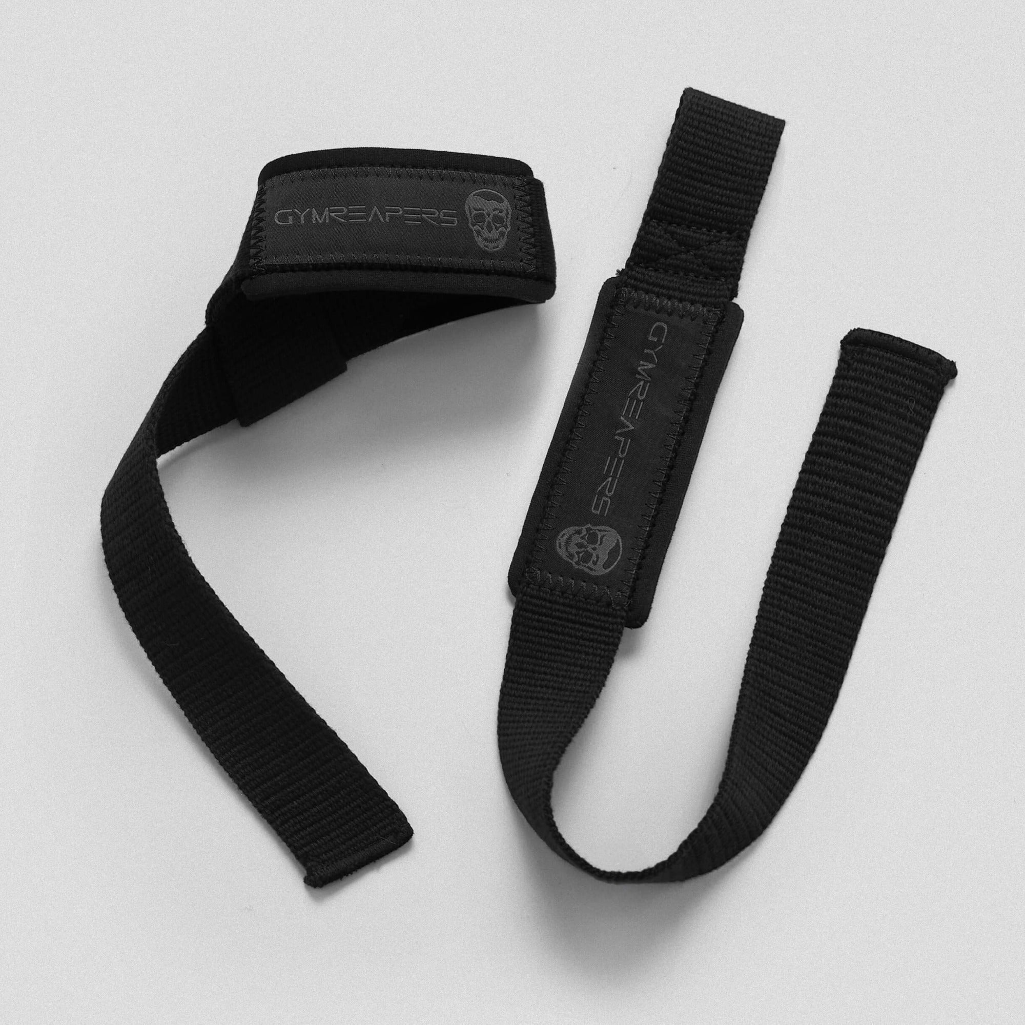 black black lifting straps flat and wrapped
