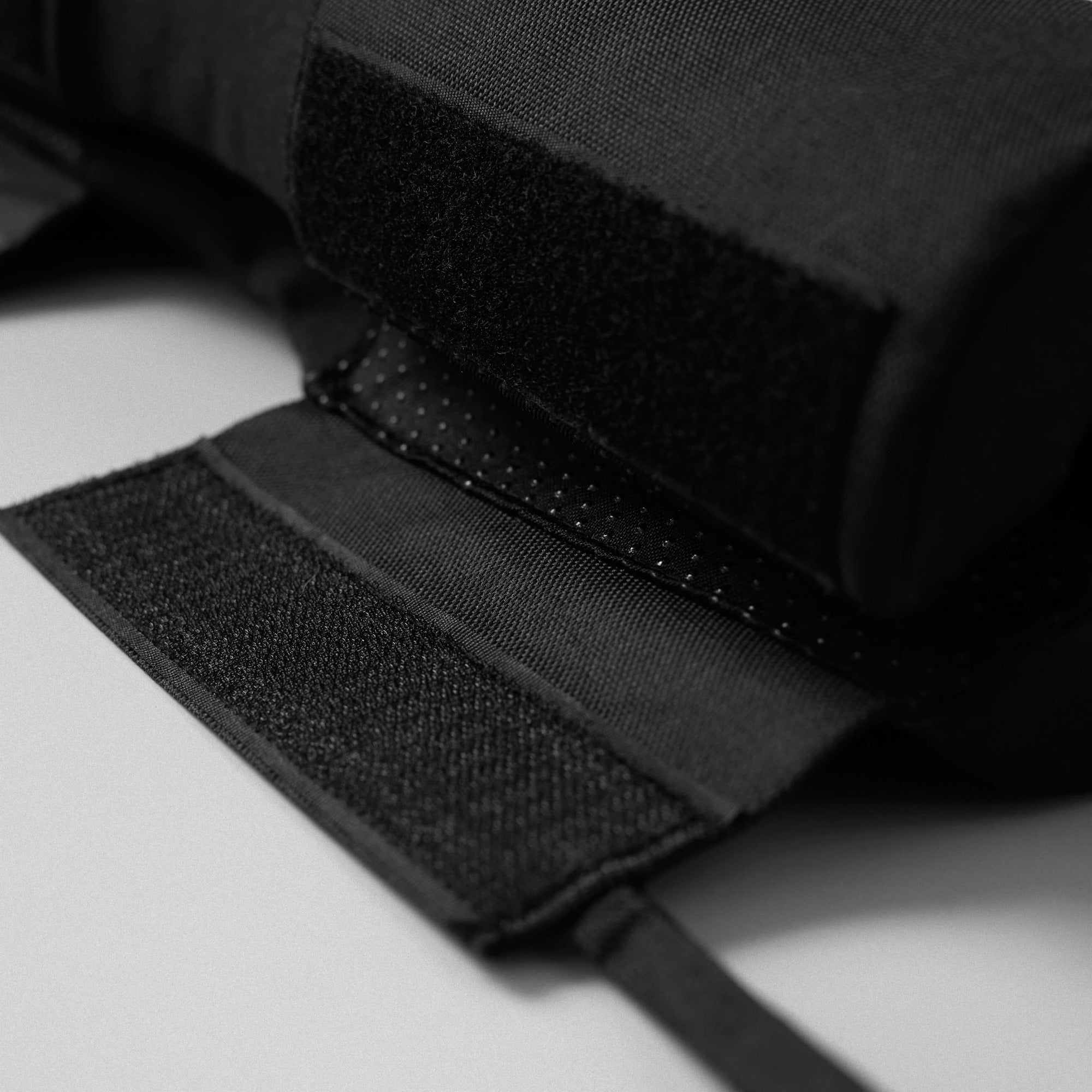 covered barbell black velcro close up