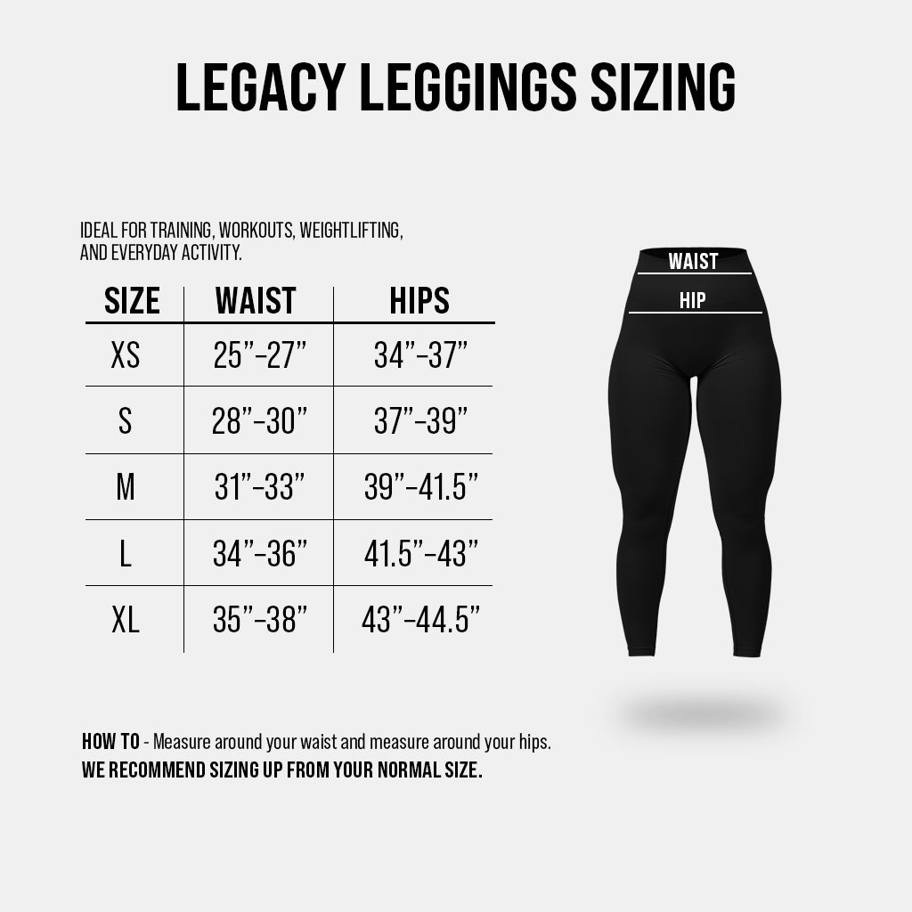 gr legacy leggings size chart