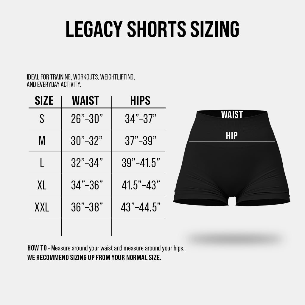 gr legacy shorts size chart