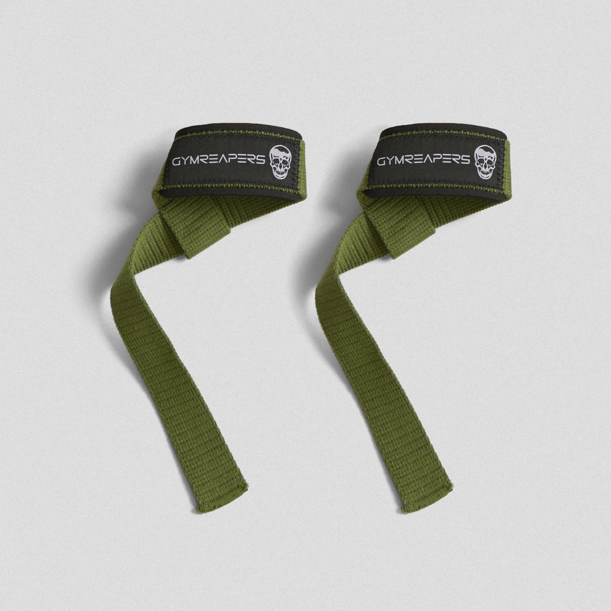 green lifting straps both wrapped