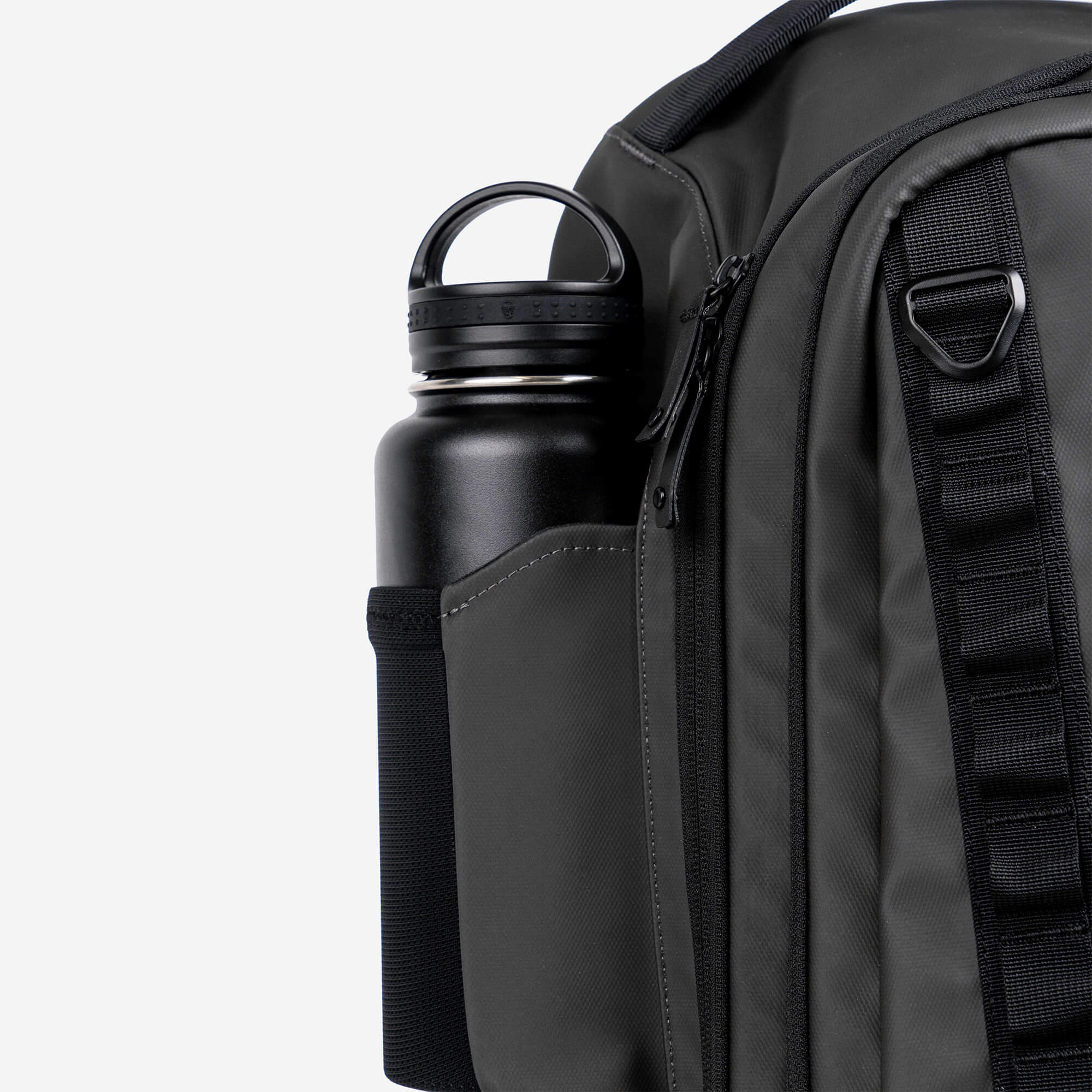 gunmetal backpack bottle pocket