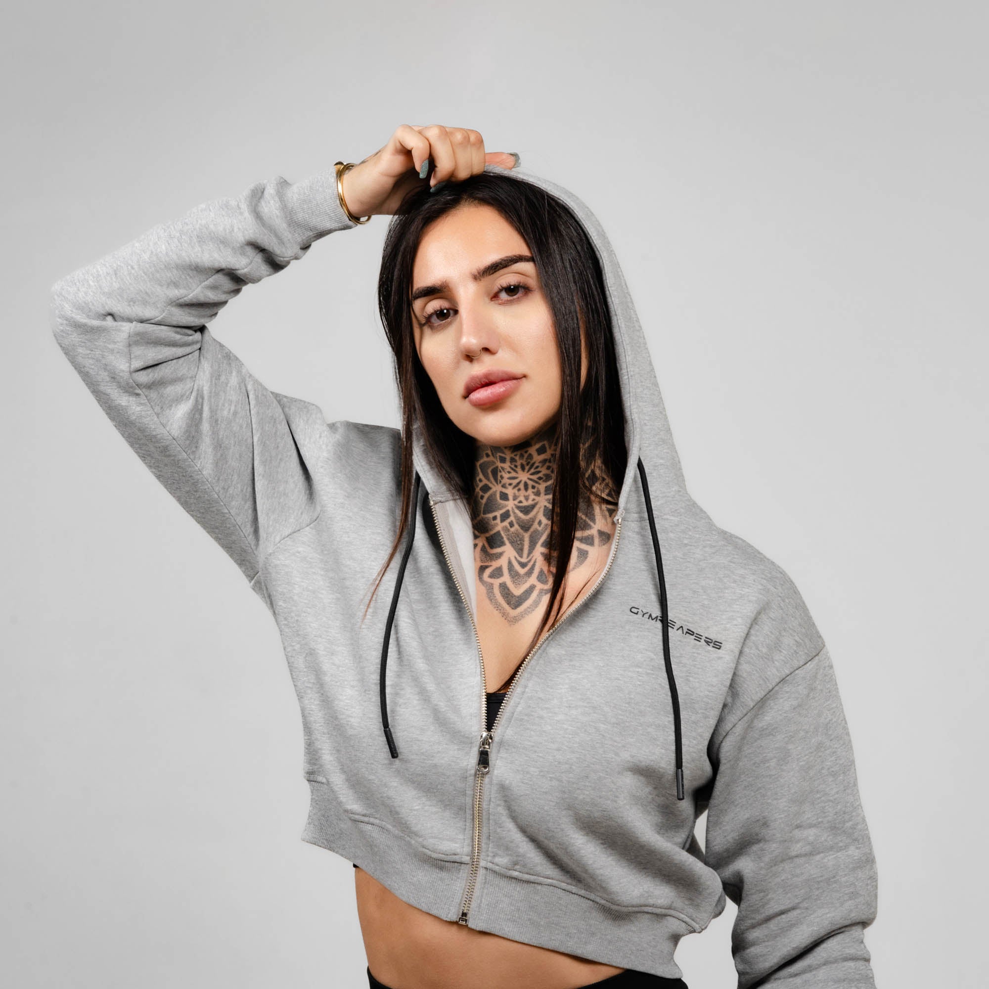 heather gray cropped hoodie main