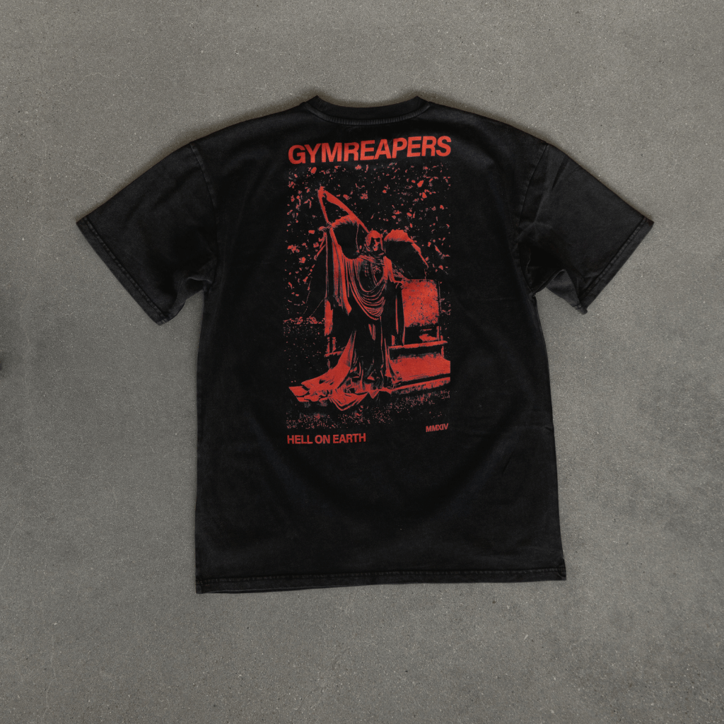 hell on earth graphic tee concrete back