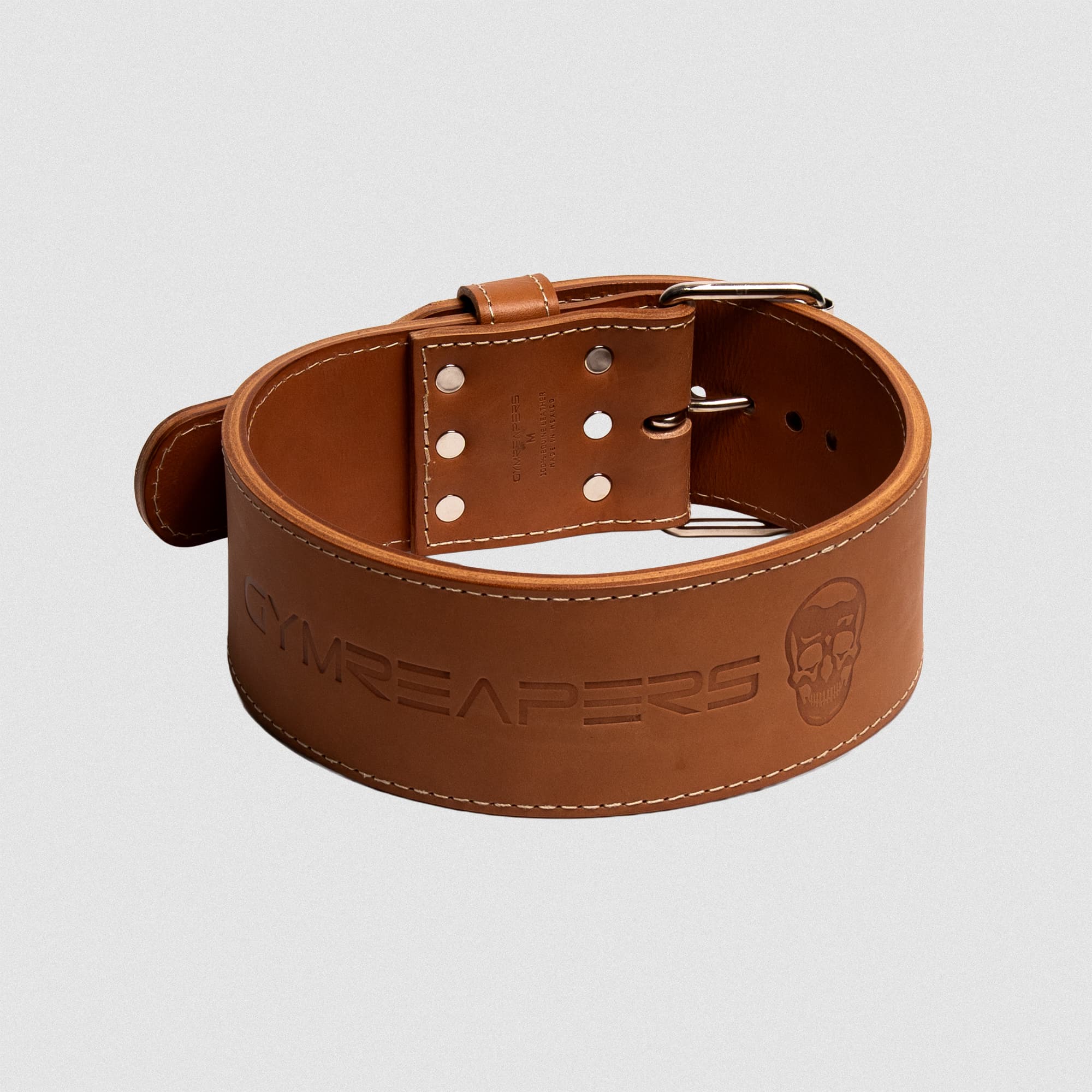Heritage single prong belt back side showcasing logo