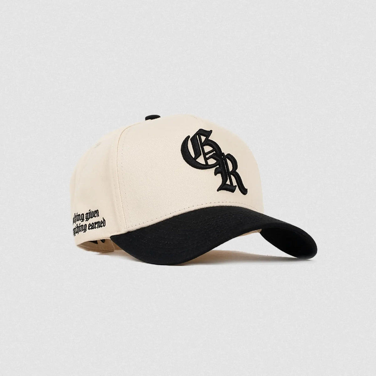 initial-hat-cream-black-front. 