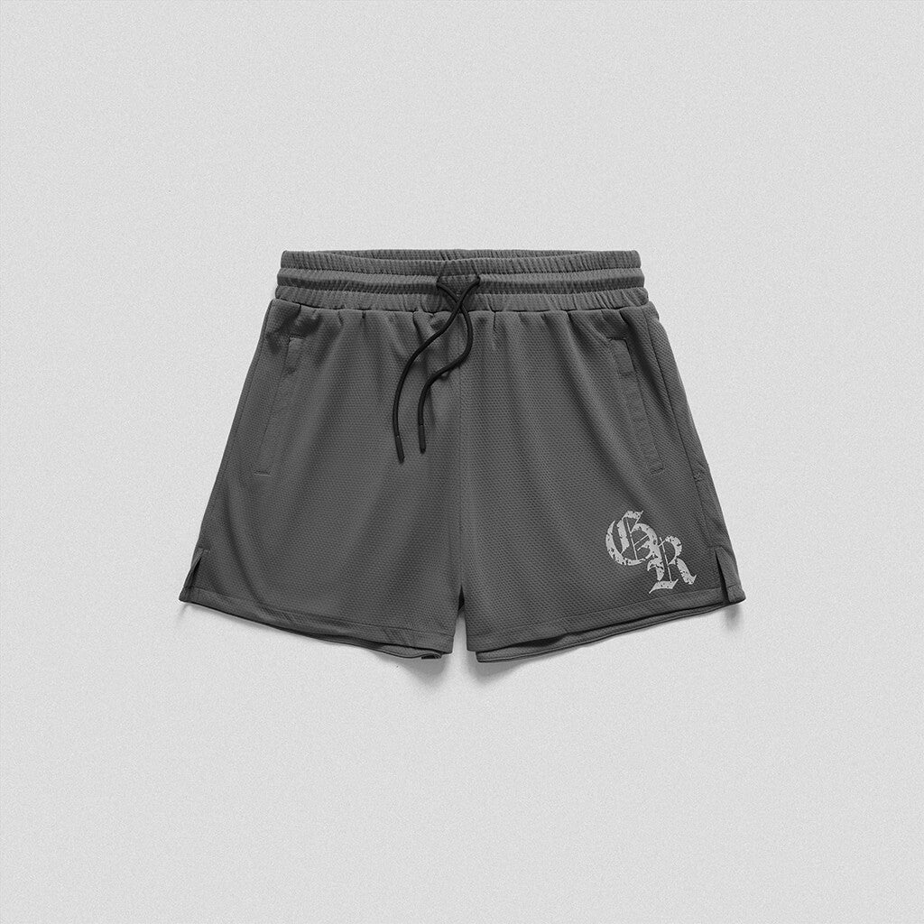 initial mesh shorts charcoal front