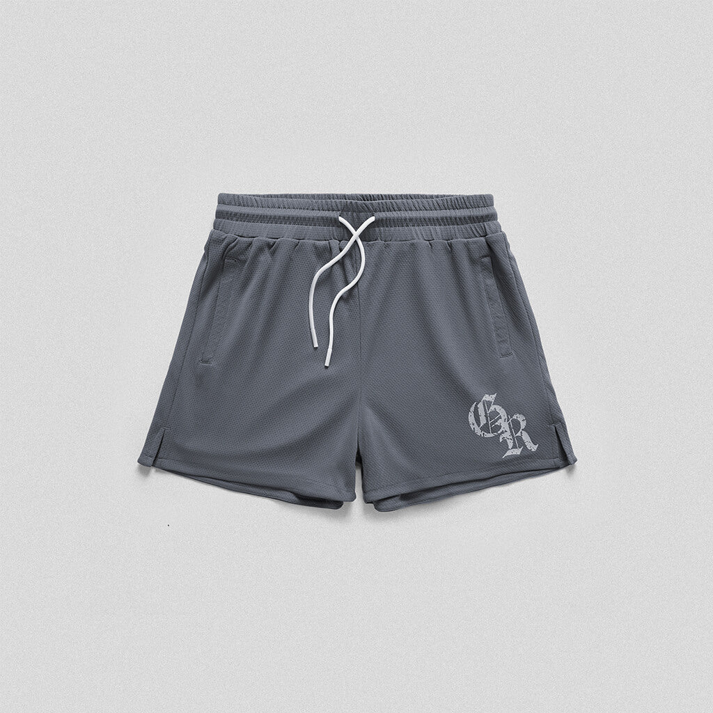 initial mesh shorts faded blue front