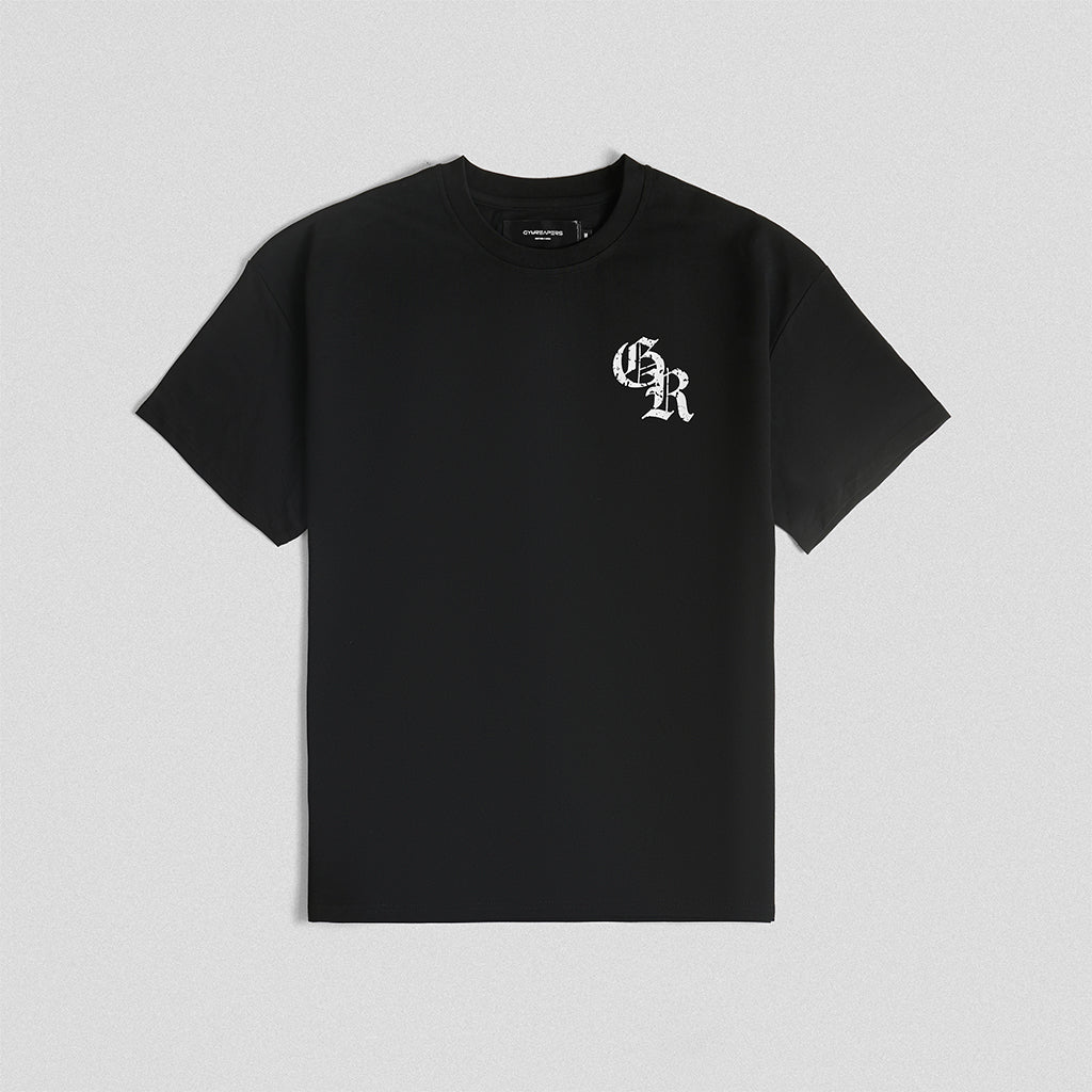 initial tee black white front