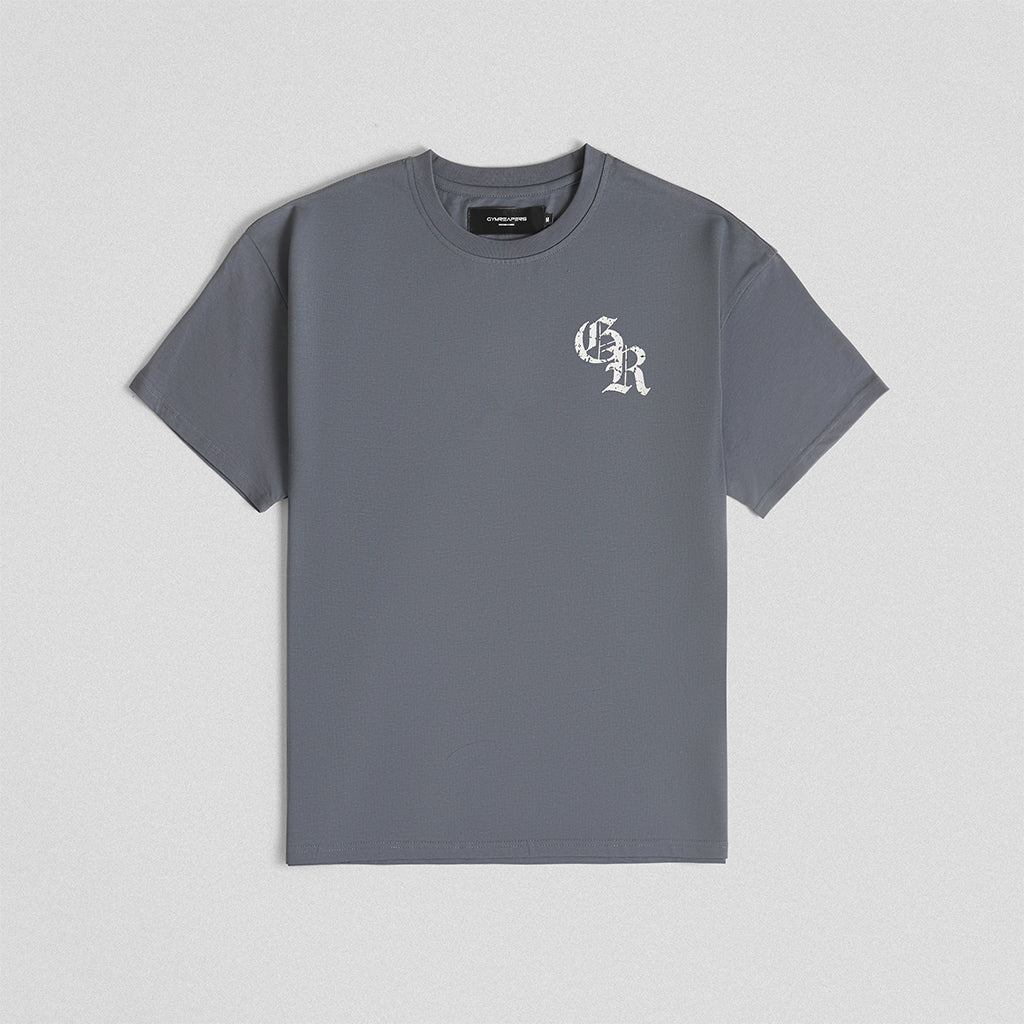initial tee faded blue front
