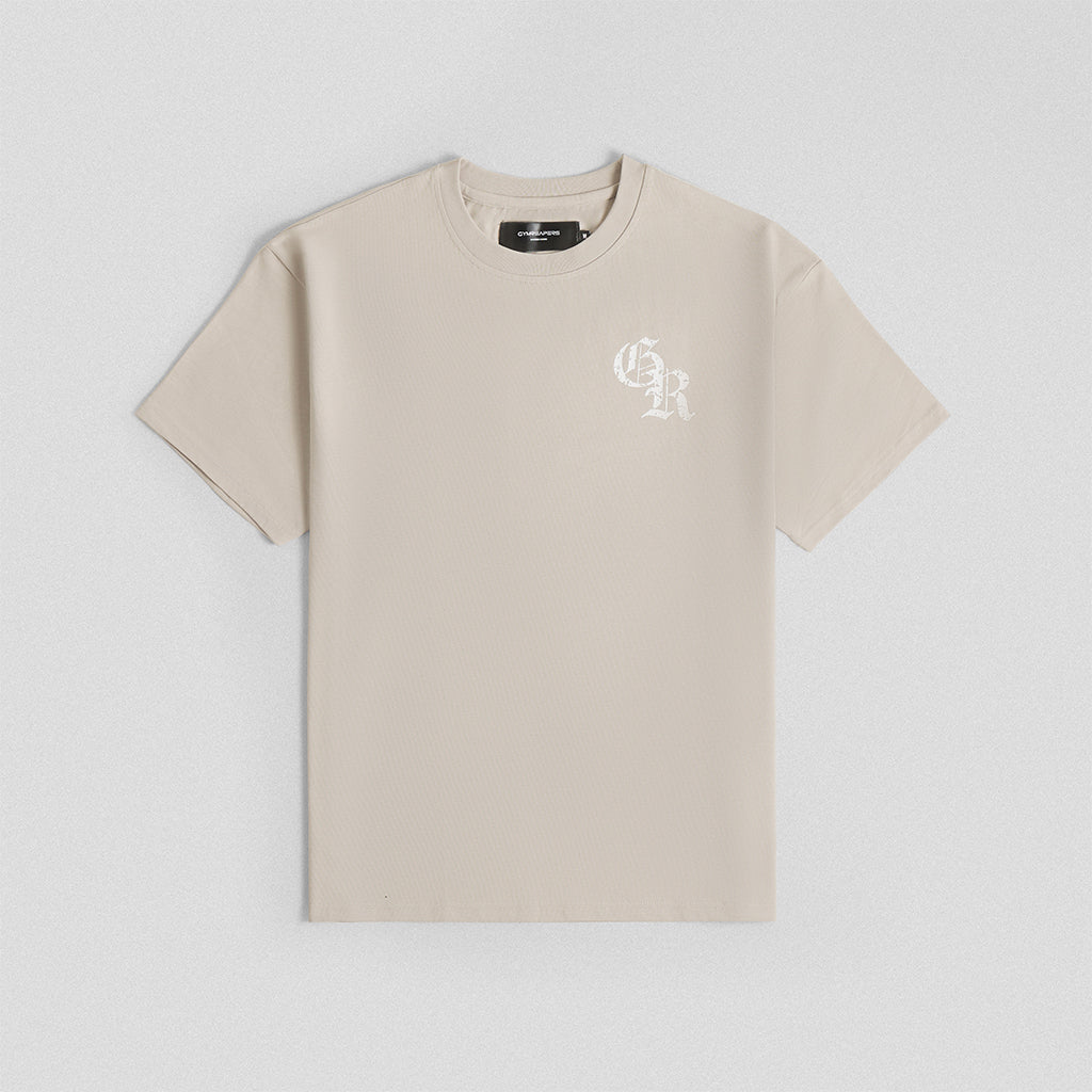 initial tee khaki front