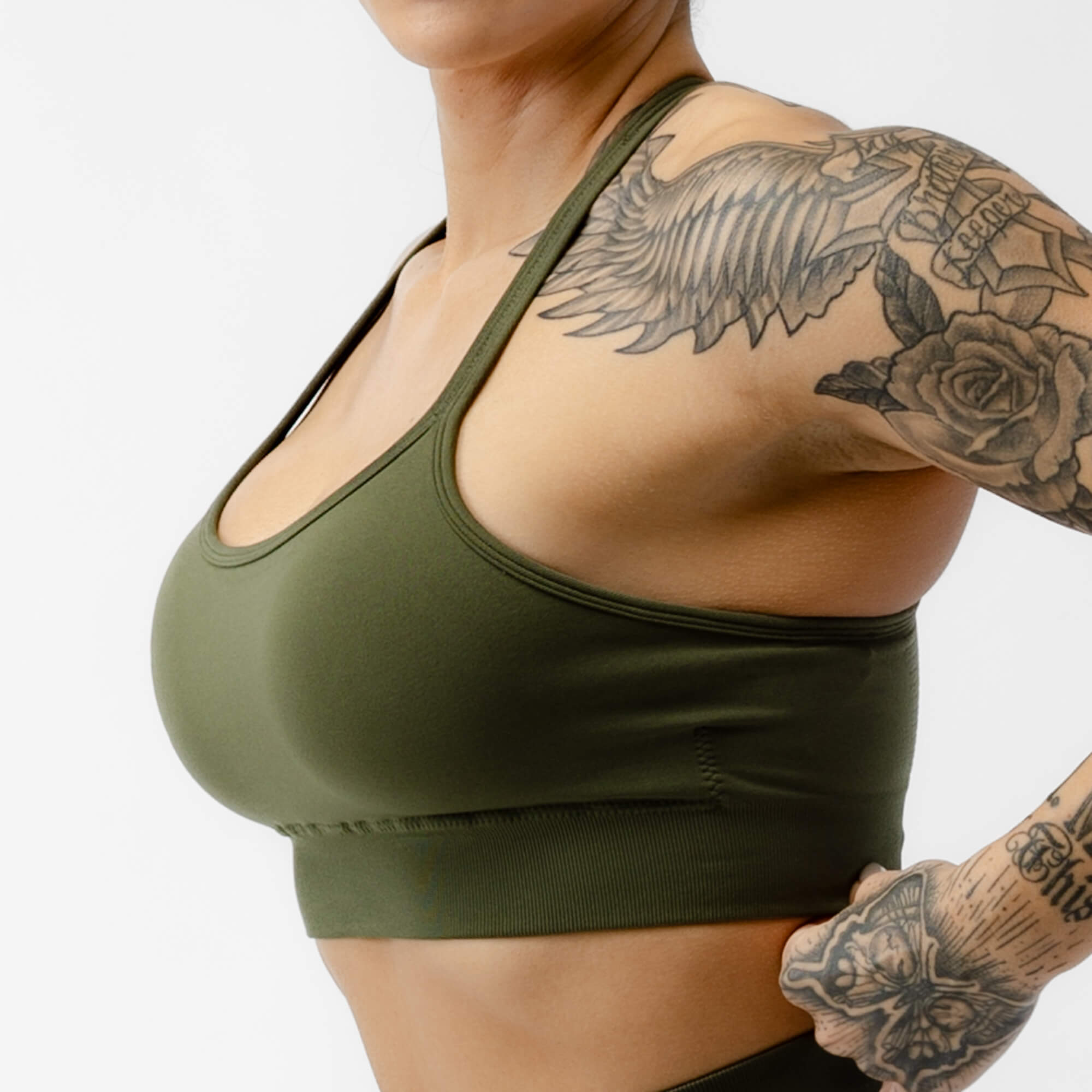 legacy bra vintage green close up