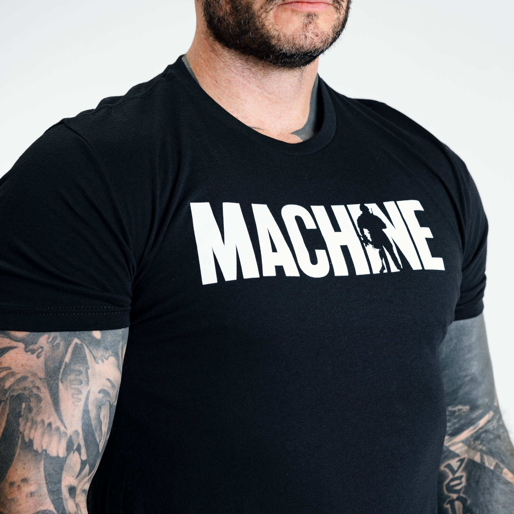 machine stamp tee front detail