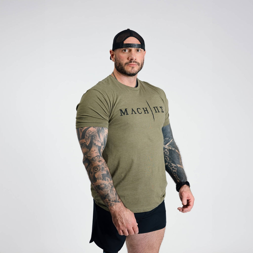 machine v2 tee military green front athlete