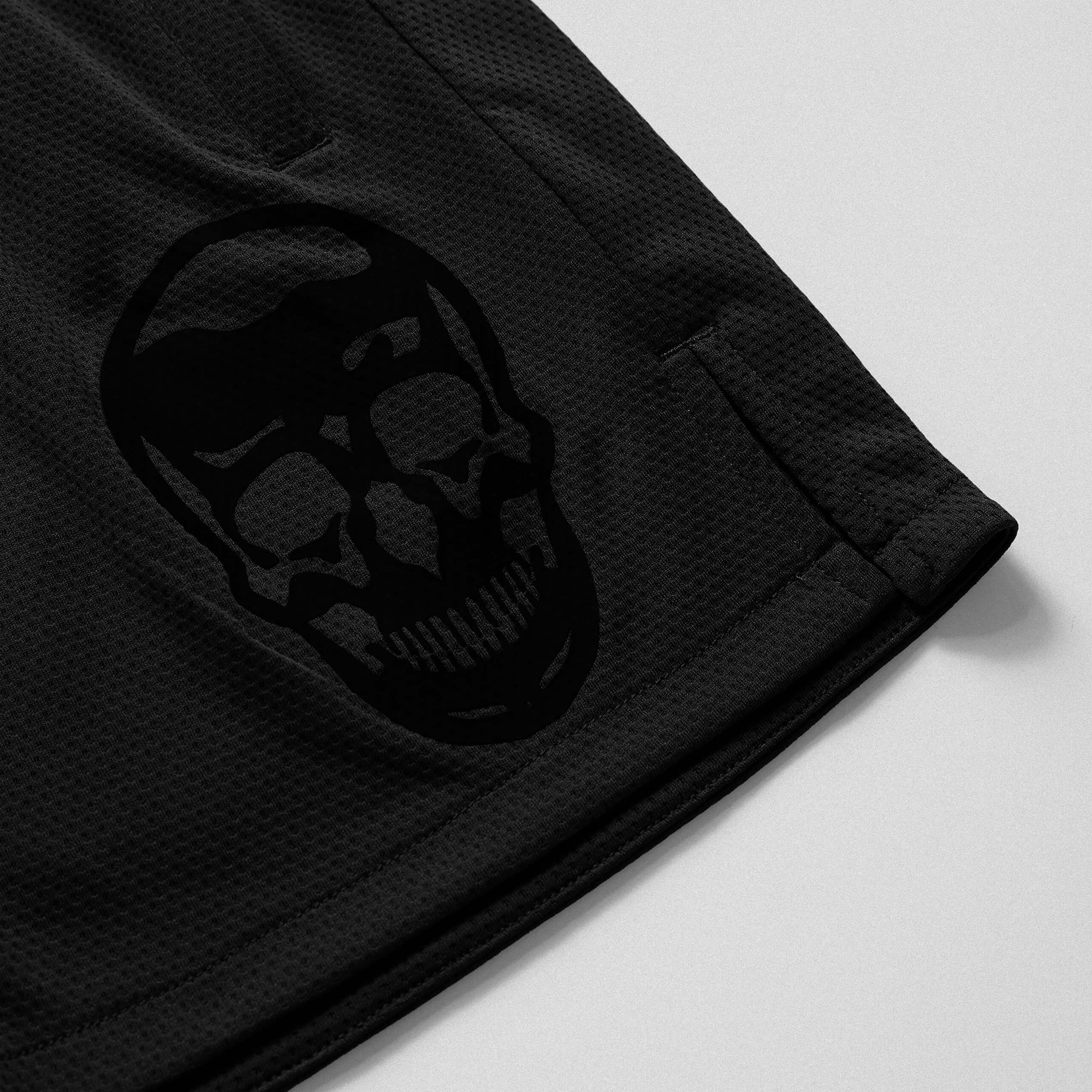 mesh shorts black black skull detail