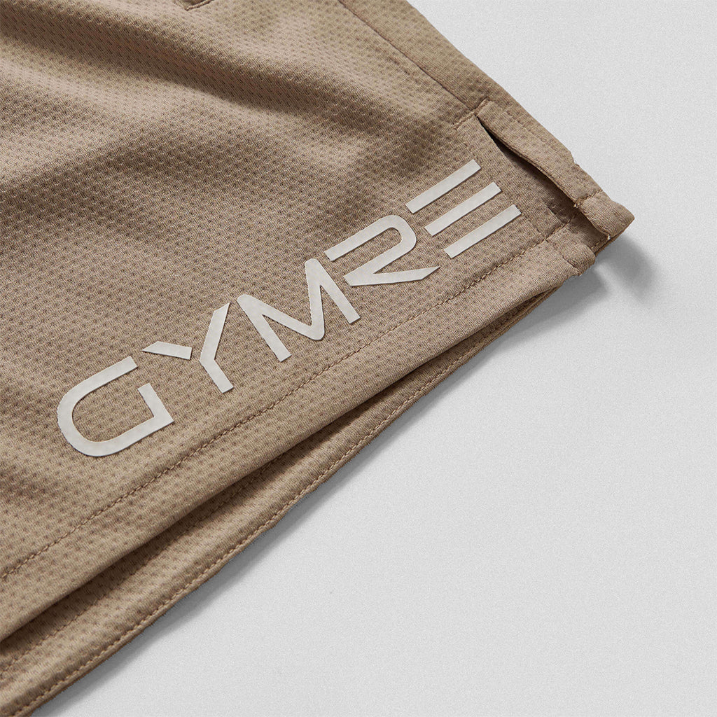 mesh shorts khaki white detail