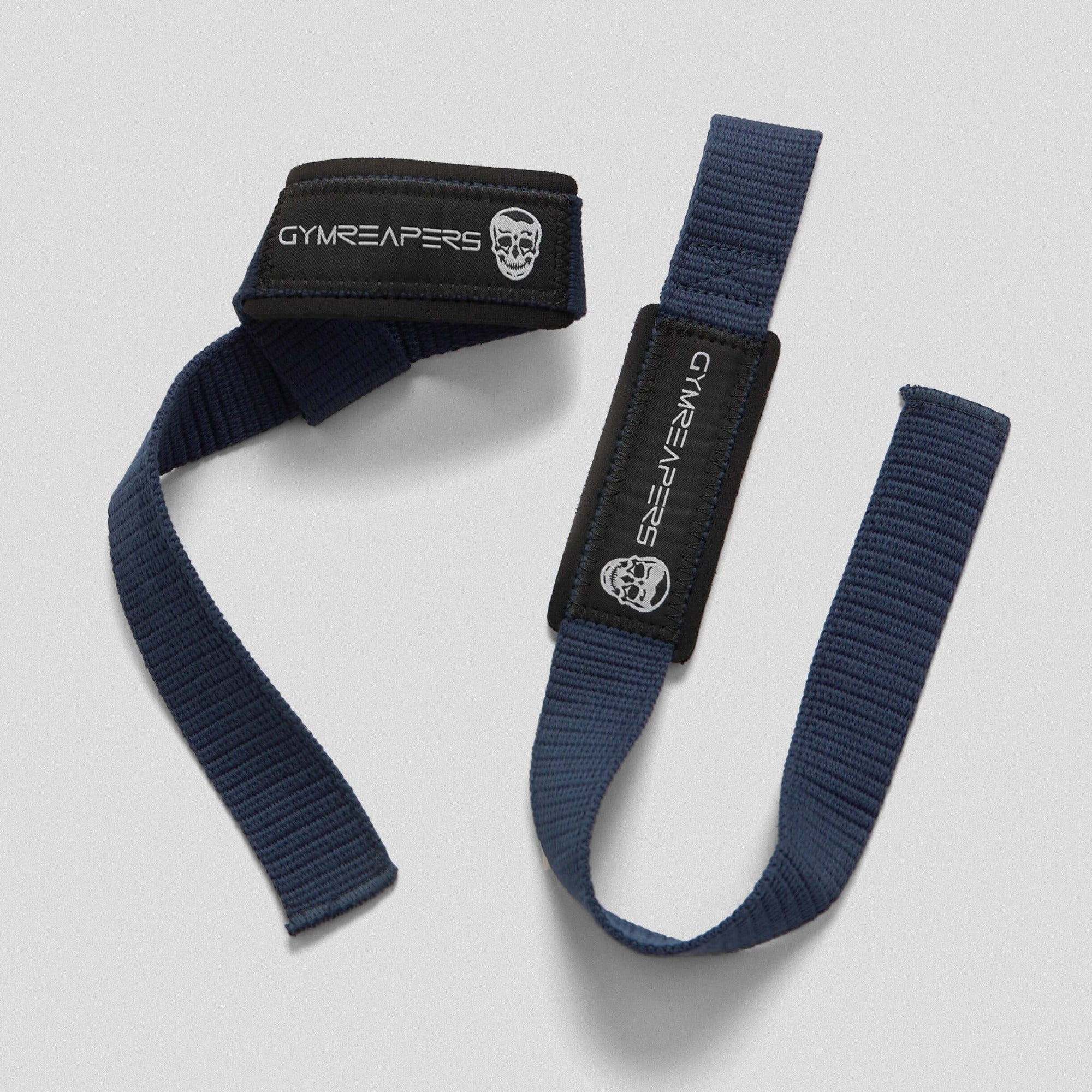 navy lifting straps flat and wrapped