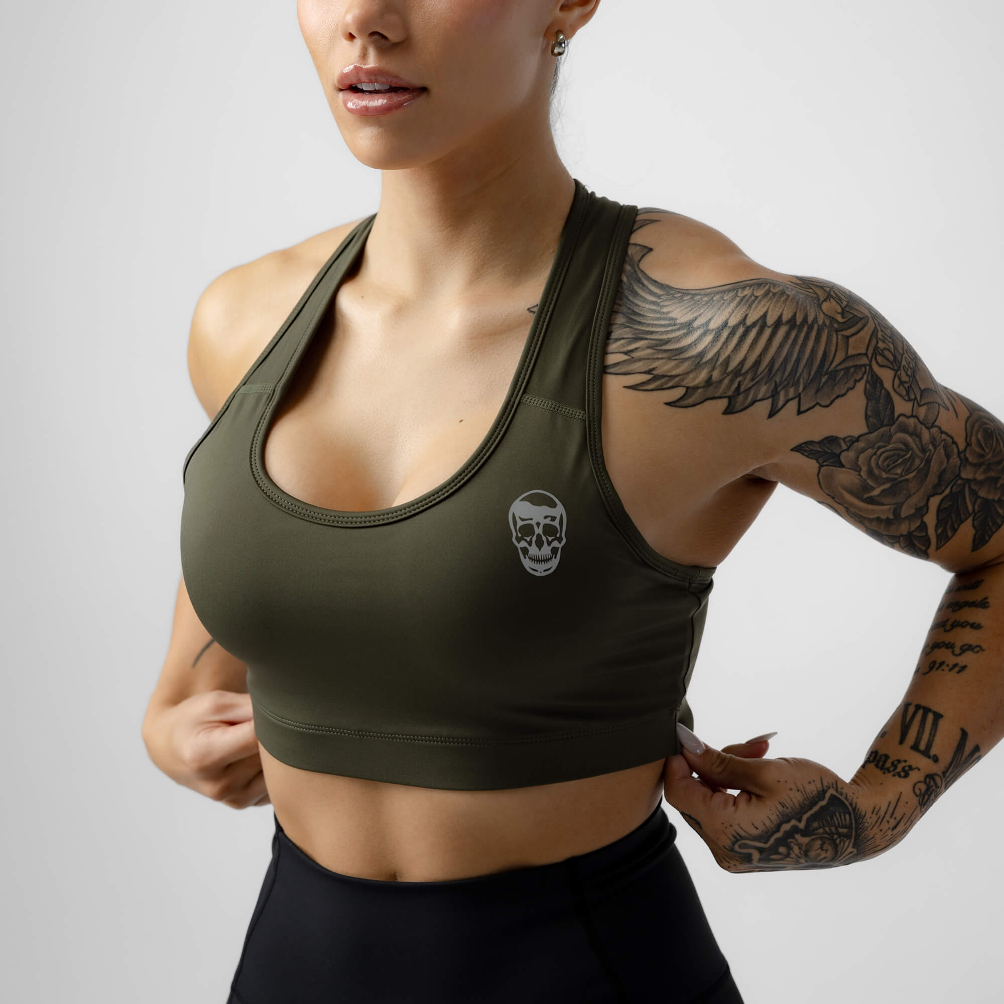 od green performance bra front close up