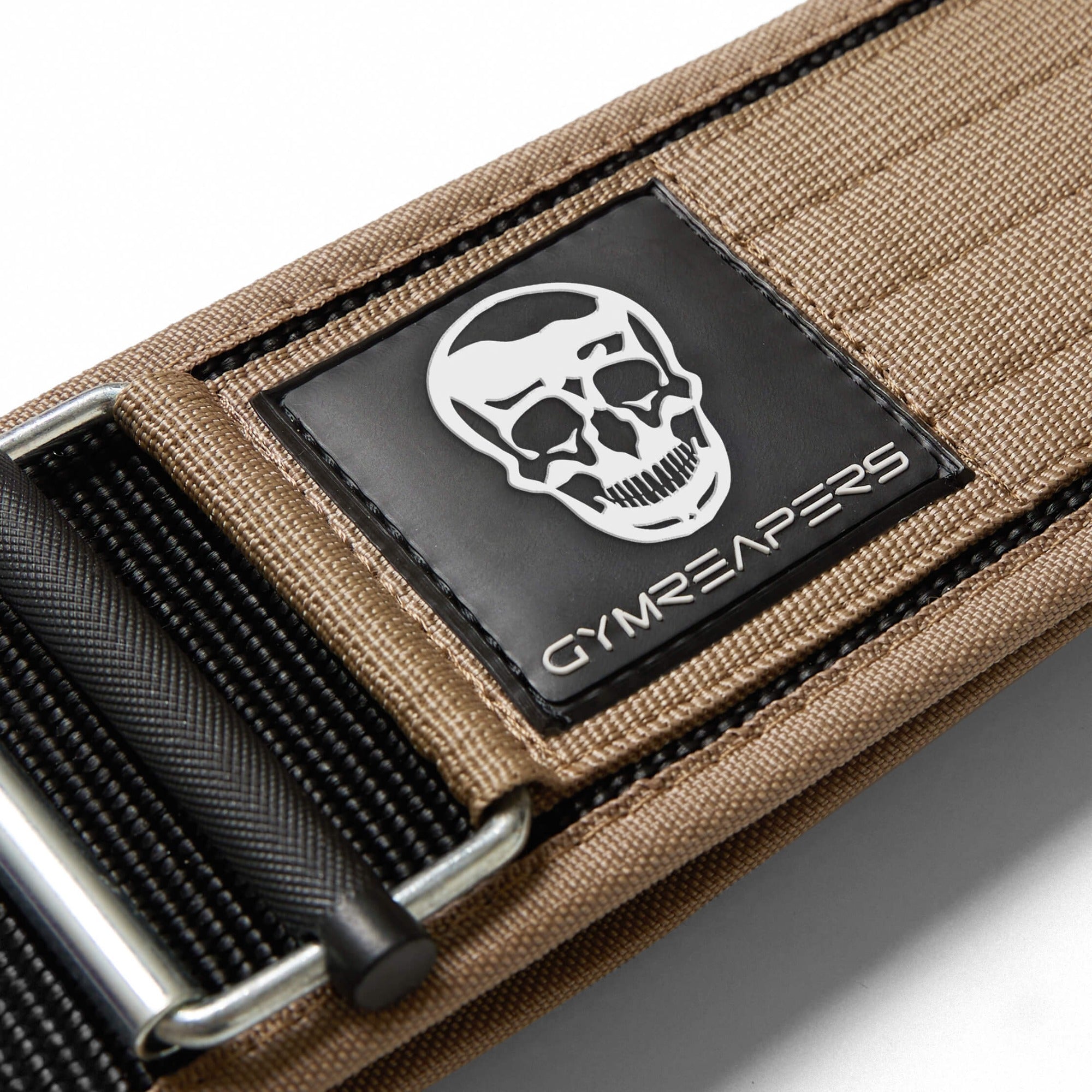 quick lock belt tan logo detail