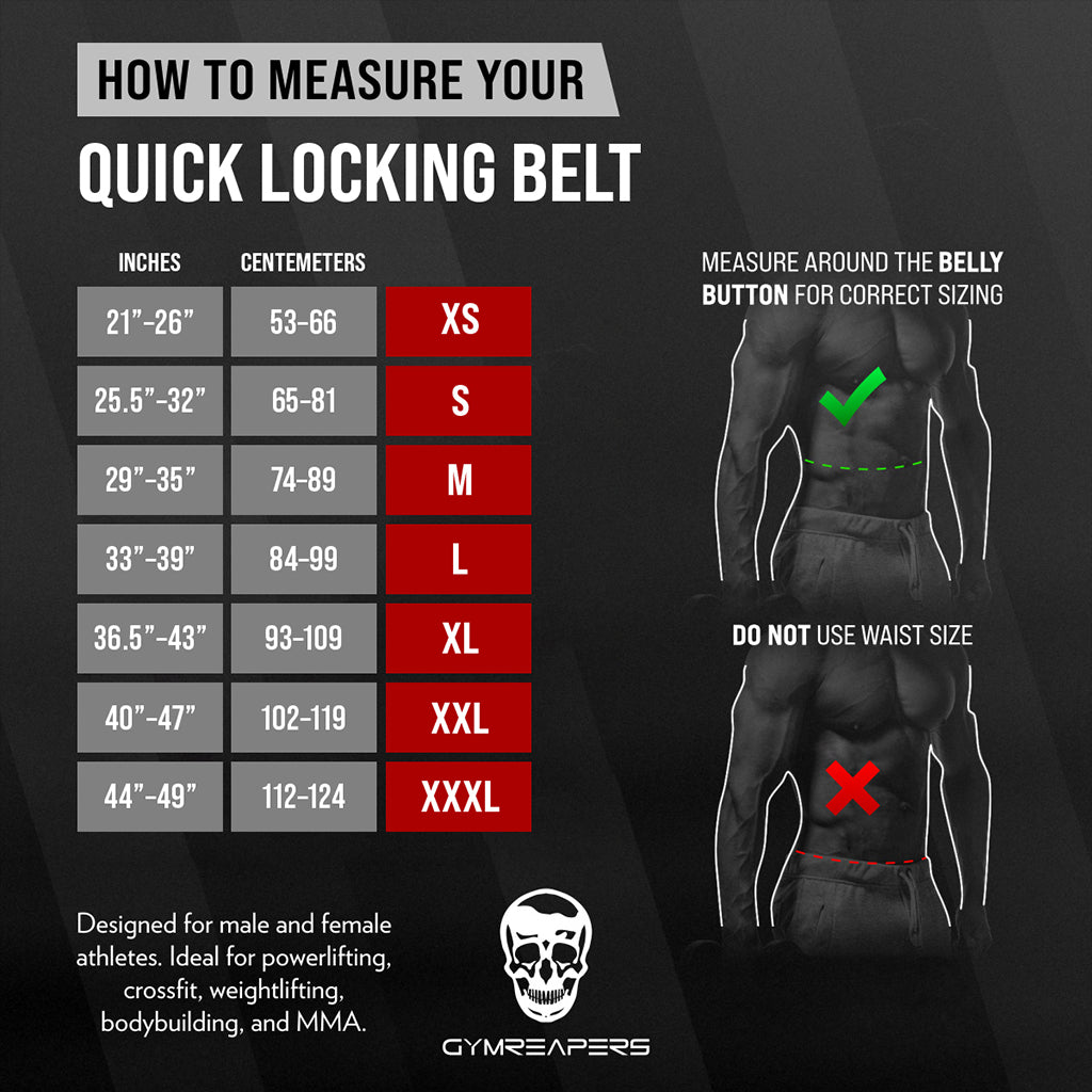quick locking belt size chart