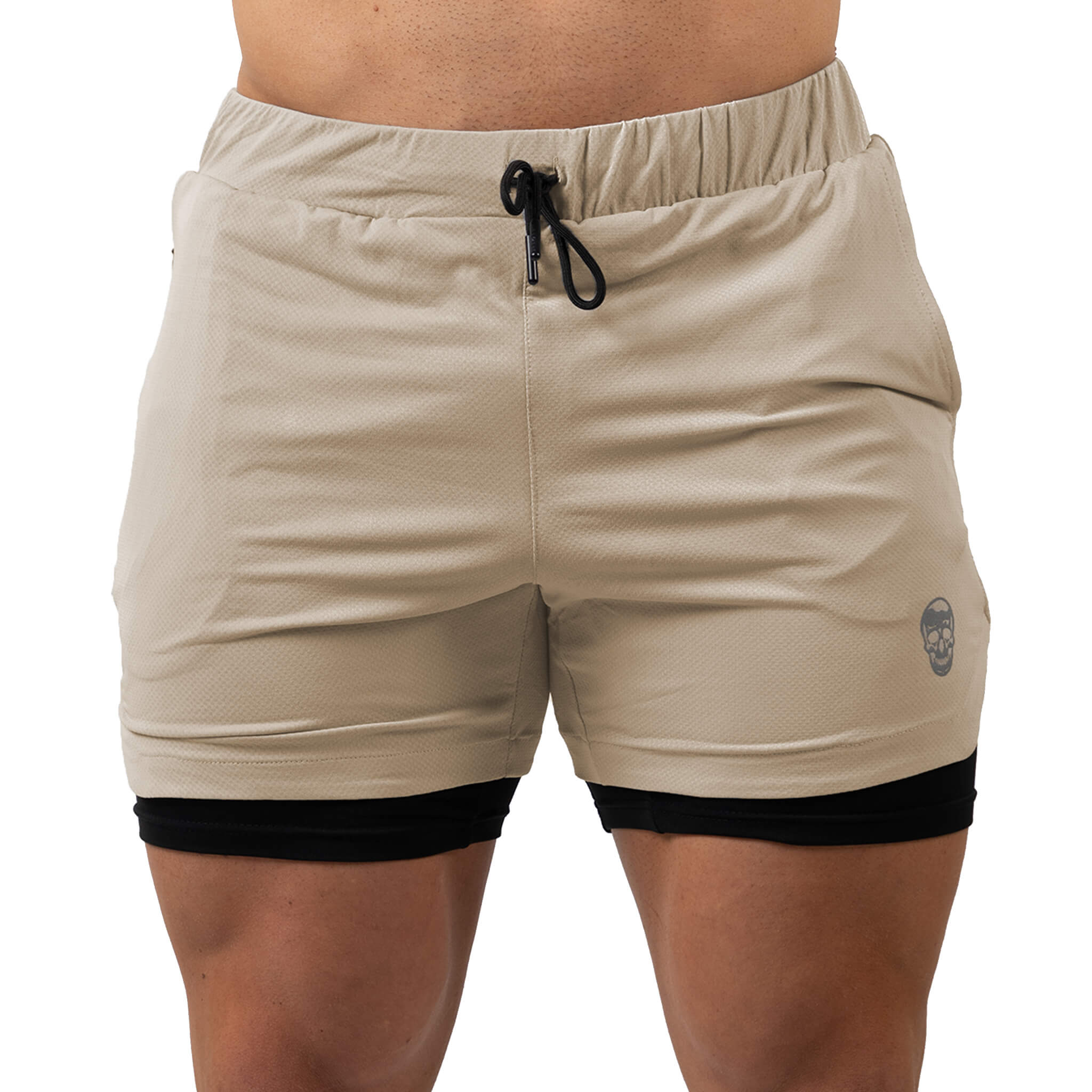 react shorts tan front